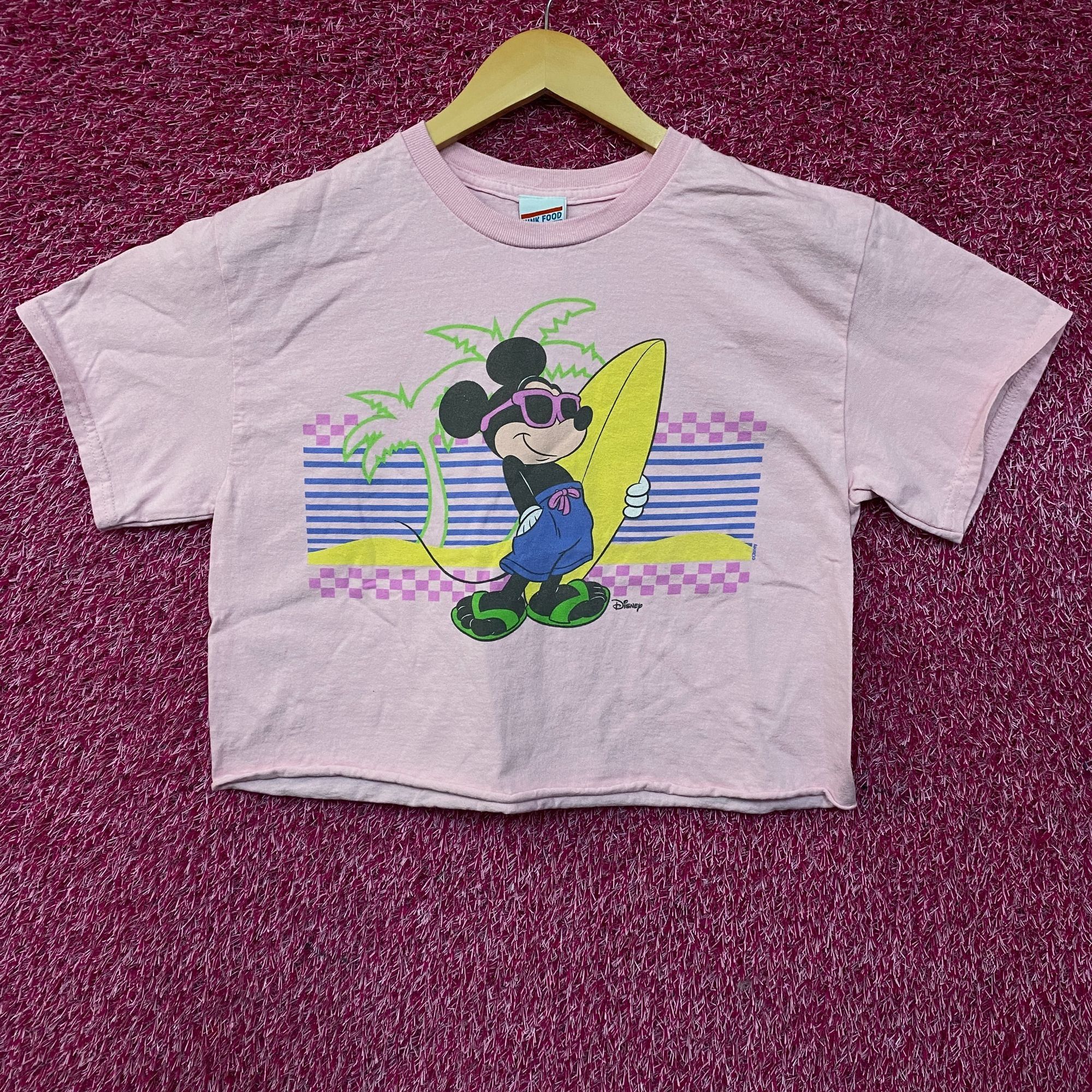 Junk Food Junk Food Clothing Mickey Mouse Surf Flea Market Pink Crop T Size S / US 4 / IT 40 - 1 Thumbnail
