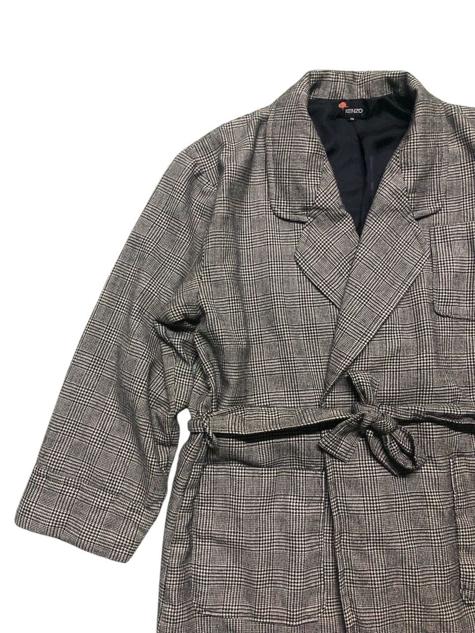 Kenzo × Vintage VINTAGE KENZO PARIS ROBE CHECKED BELTED BUTTONLESS LONG COAT Size US M / EU 48-50 / 2 - 5 Thumbnail