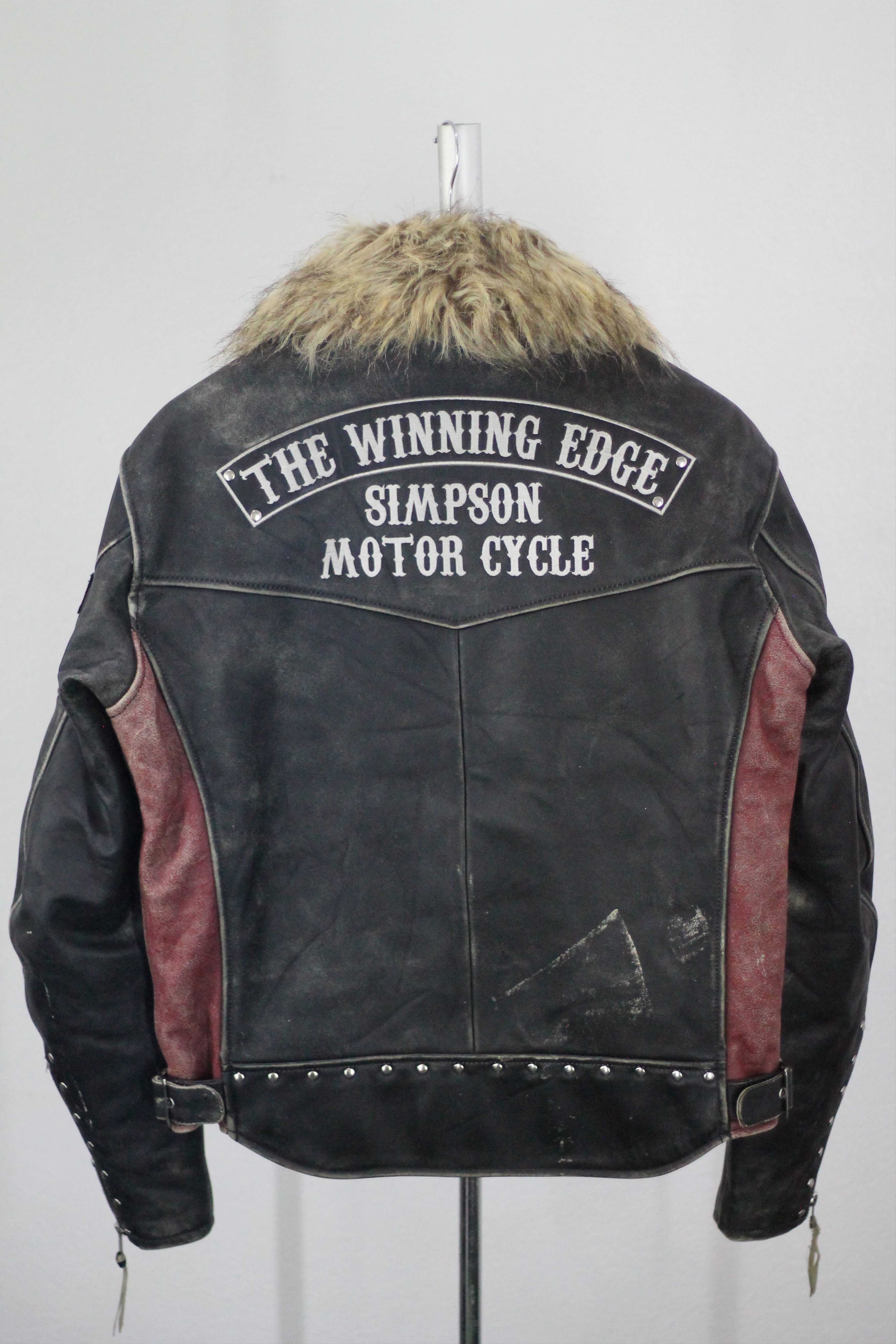 Vintage RARE! Vintage SIMPSON Leather Jacket Removable Fur Collar. Size US L / EU 52-54 / 3 - 6 Thumbnail