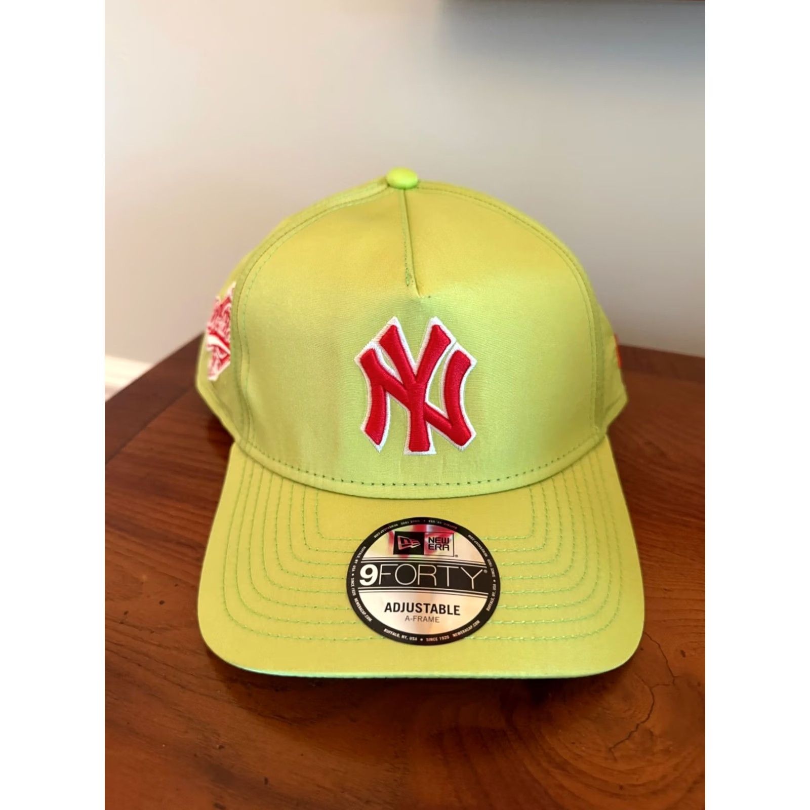 New Era New Era Yankees Baseball Cap Hat 9F NY 1996 World Series Neon Green Adjustable Men Size ONE SIZE - 3 Thumbnail