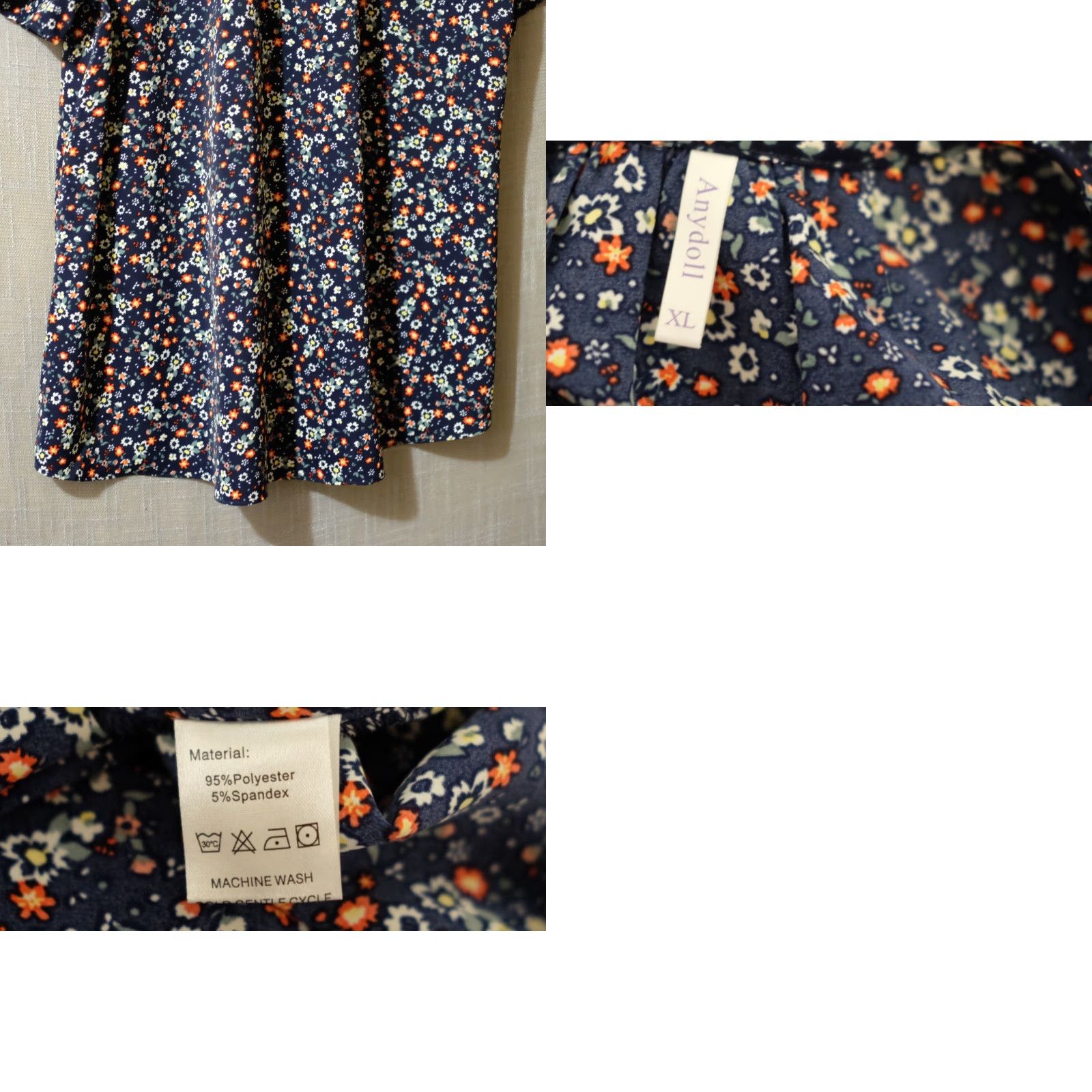 Vintage EUC Anydoll Blouse Floral Lightweight Stretch Poly/Spandex Womens XL #A13-16 Size XL / US 12-14 / IT 48-50 - 8 Thumbnail
