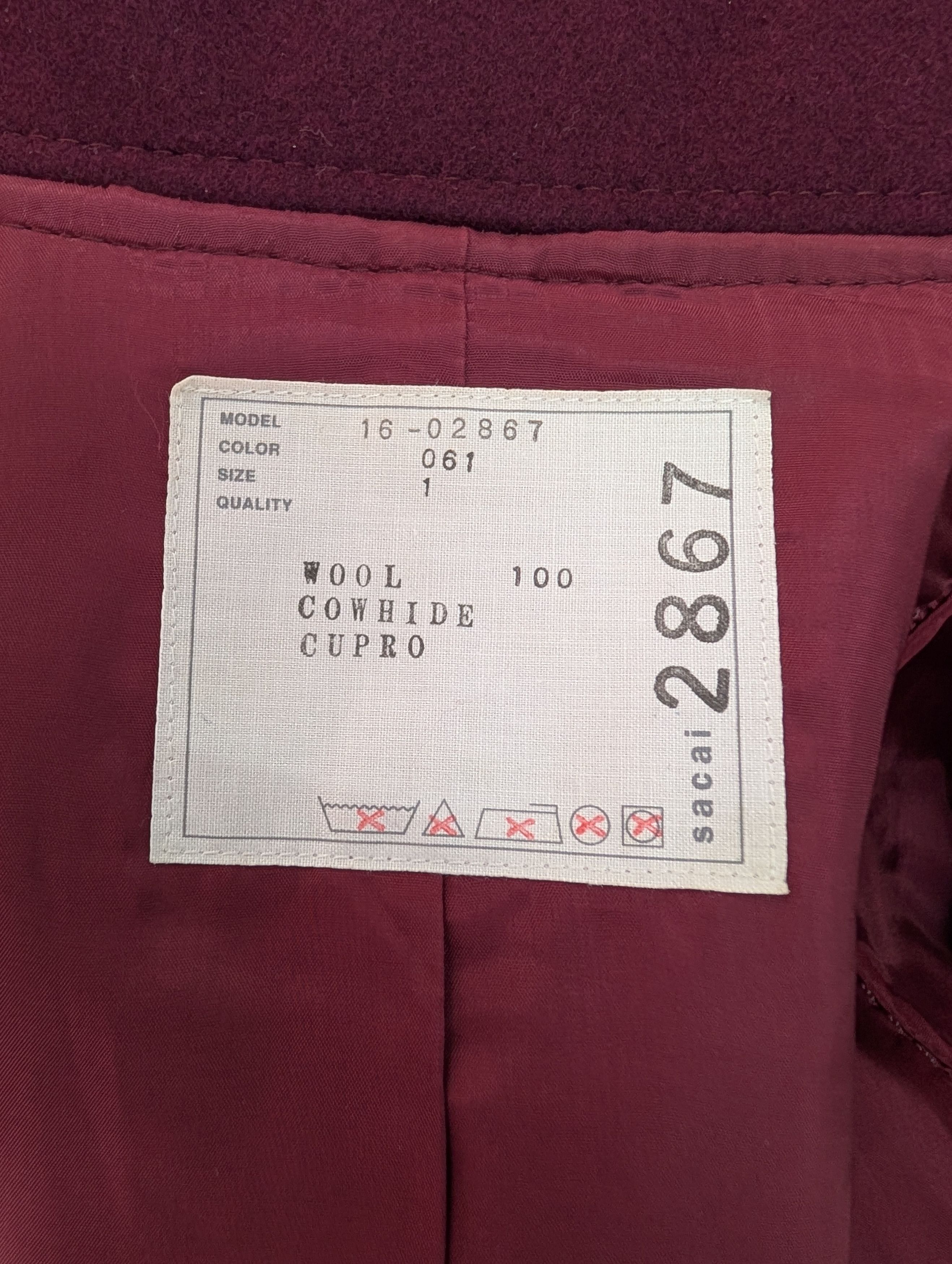 Sacai Sacai Red Melton Wool Blouson Jacket Size US S / EU 44-46 / 1 - 6 Thumbnail