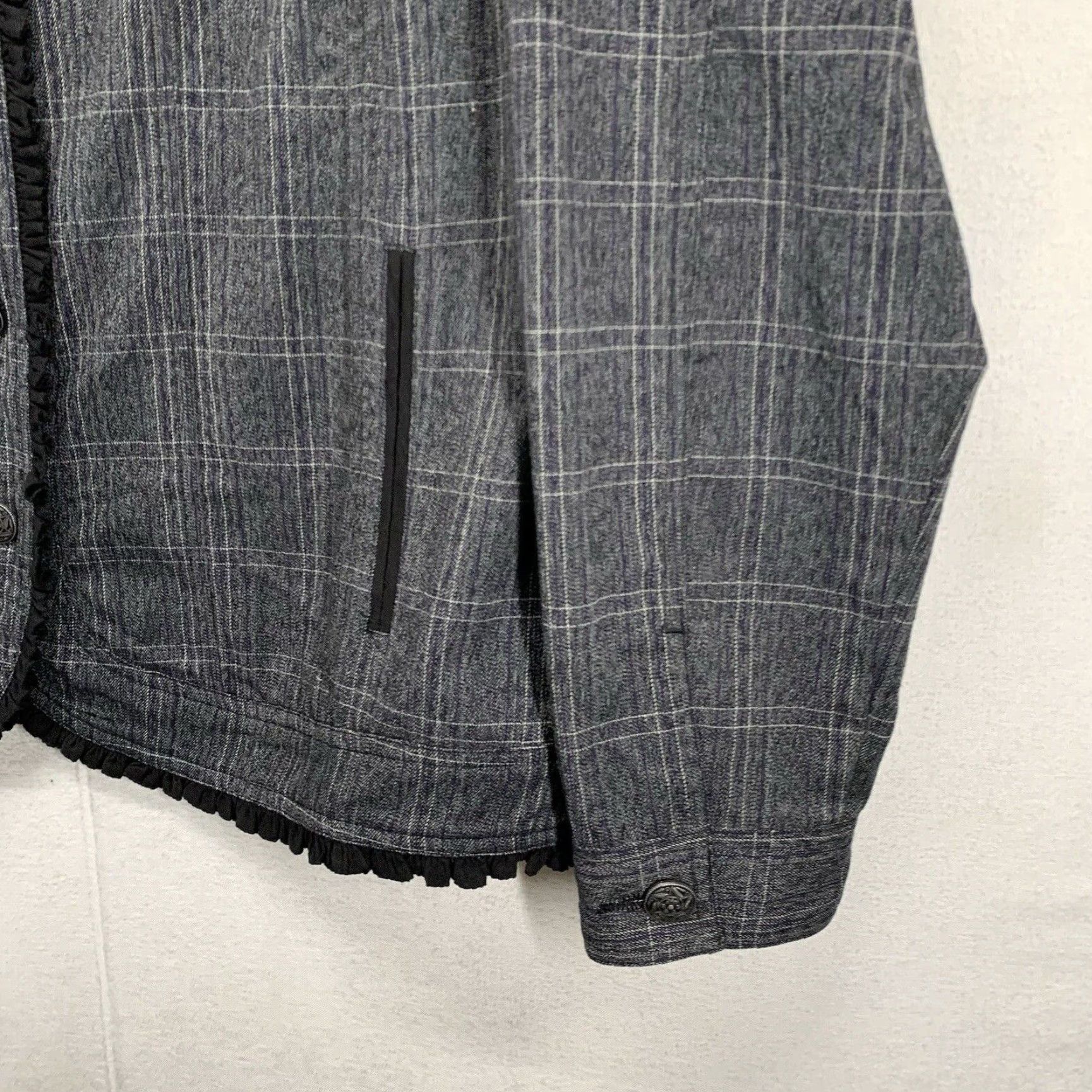 Vintage VINTAGE Draper's & Damon's Women Jacket XL Dark Gray Plaid Metal Buttons Black Trim 90s City Classic Basic Jacket Womens Size XL / US 12-14 / IT 48-50 - 6 Thumbnail