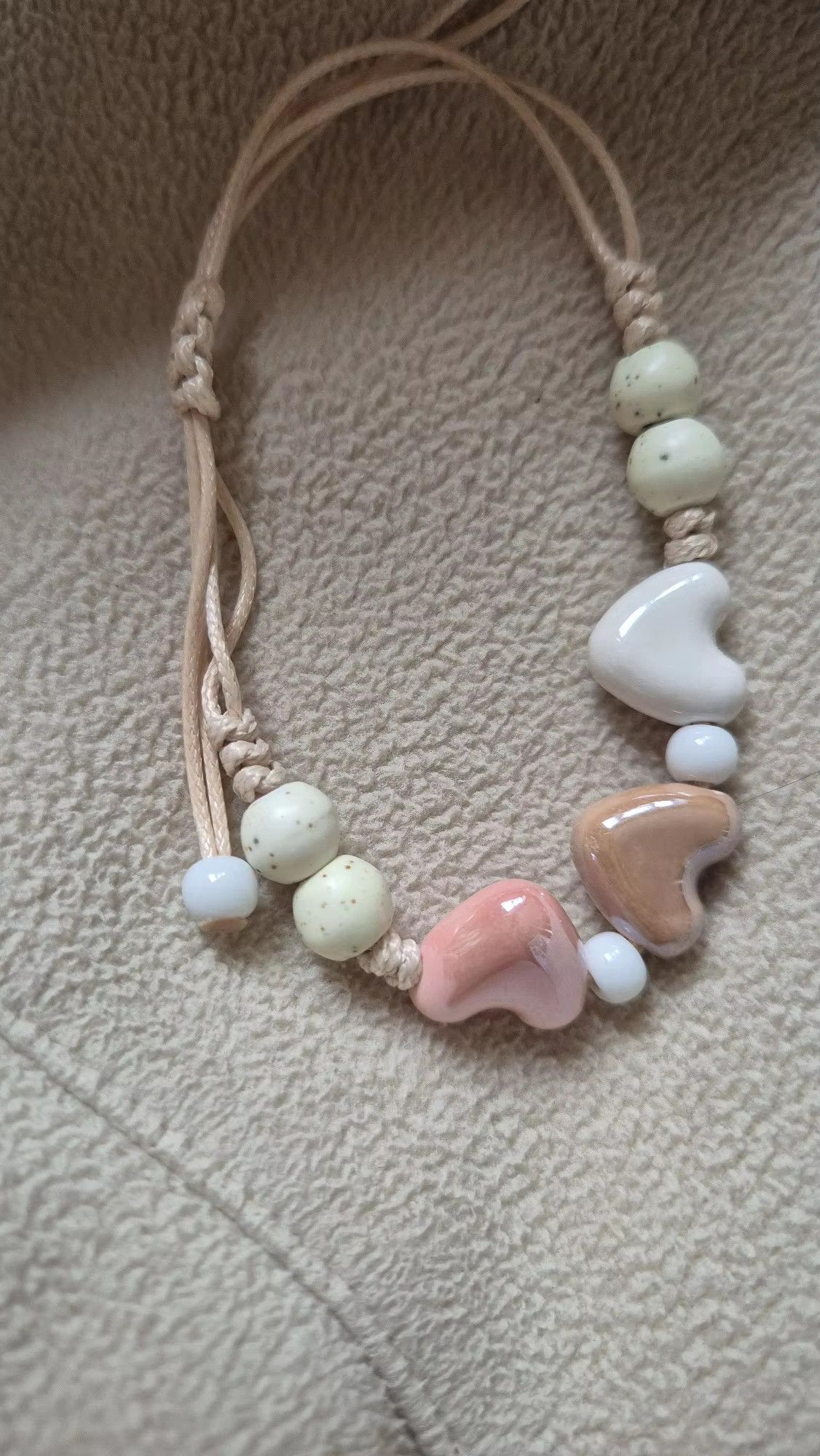 Handmade Triple Heart Ceramic Bracelet Handmade Jewelry Gift For Her Size ONE SIZE - 1 Thumbnail