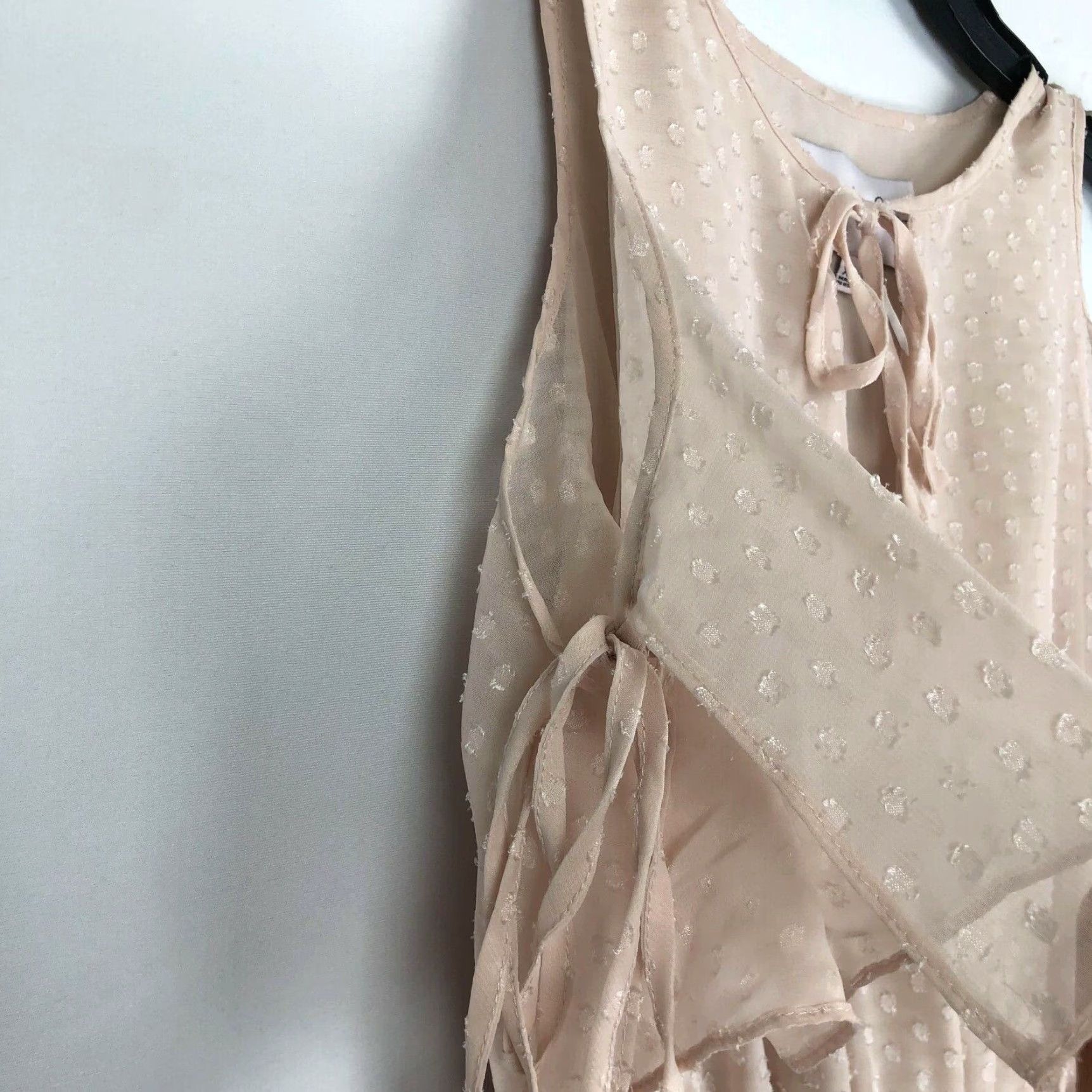Vintage CHARLES HENRY Maxi Dress XS Tie Sleeve Cold Shoulder Bohemian Flowy Beachy Size XS / US 0-2 / IT 36-38 - 5 Thumbnail