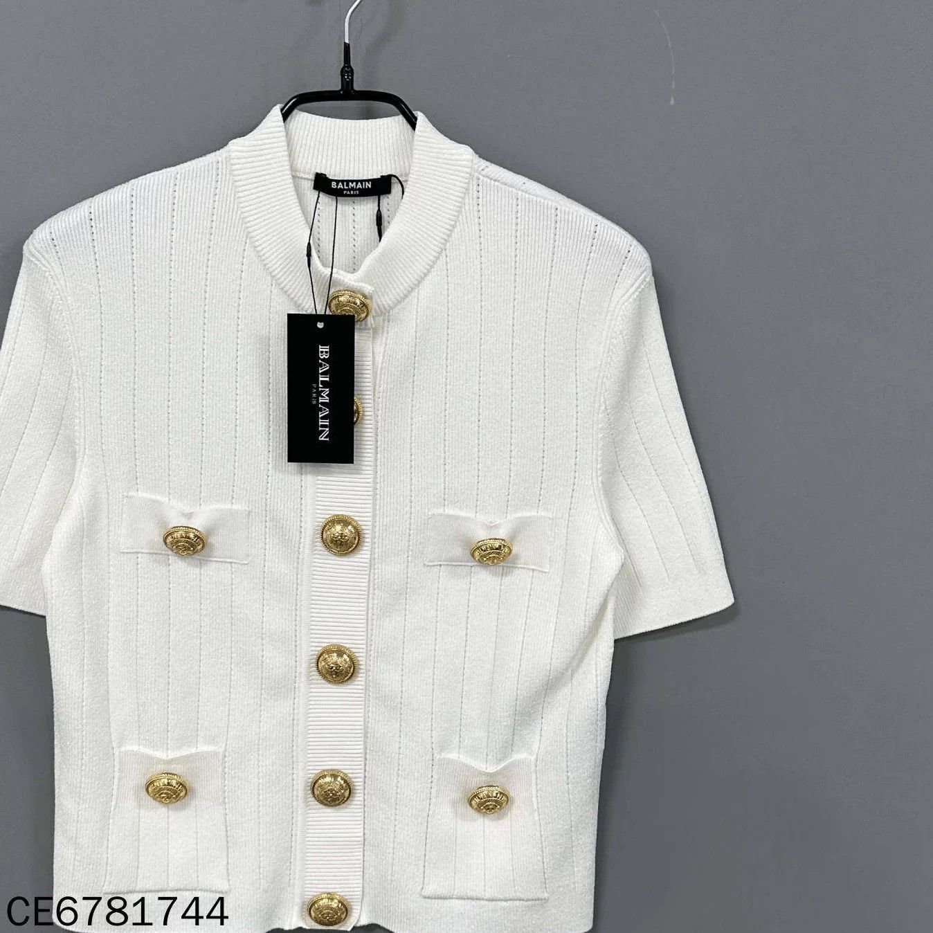 Balmain BALMAIN Women's Knit-Sleeve Gold Button Jacket 38 Size XS / US 0-2 / IT 36-38 - 2 Thumbnail