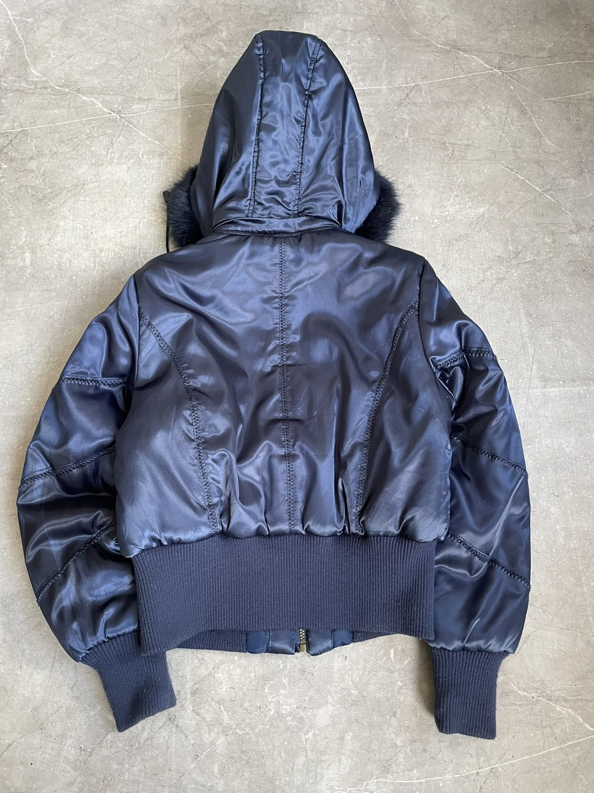 Le Grande Bleu (L.G.B.) Hype rick owens style fur hood bomber jacket archive 2000s Size US S / EU 44-46 / 1 - 8 Thumbnail