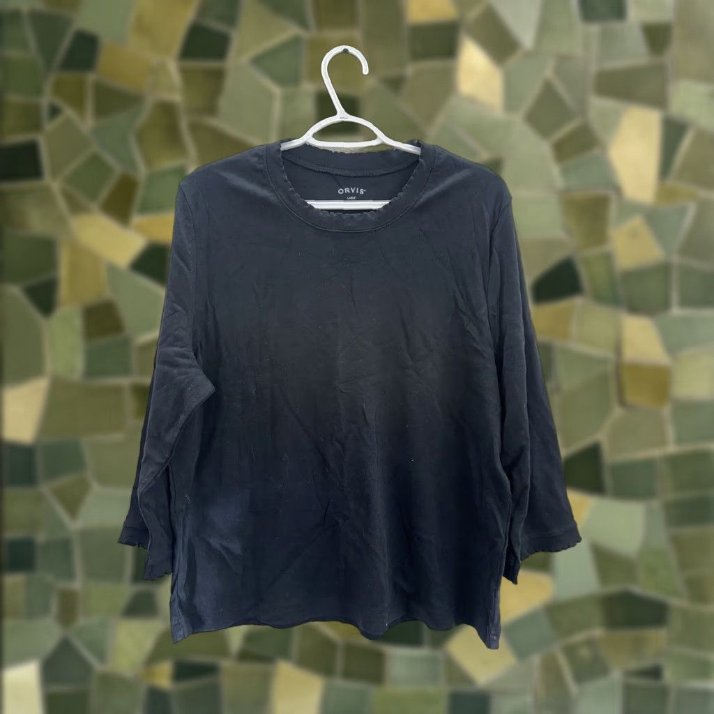 Orvis Orvis Womens Shirt Large Black 3/4 Sleeve Round Neck Shirt Women Regular Cotton Lightweight Casual Sleeve Basic Solid Vintage No (adjusted to rules) Size L / US 10 / IT 46 - 1 Thumbnail