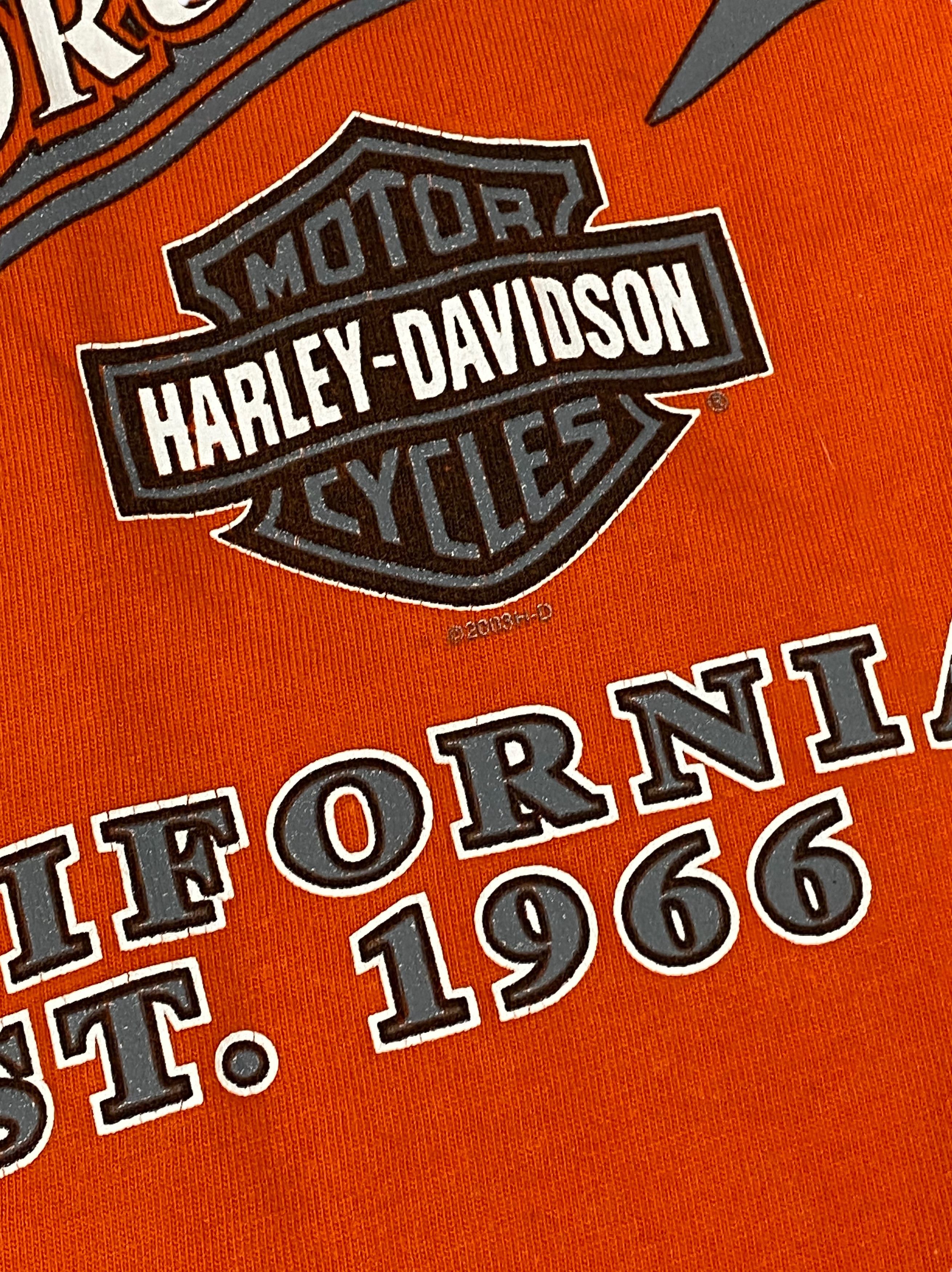 Harley Davidson Vintage HARLEY DAVIDSON US Made Big Logo Orange T-Shirt M745 Size US L / EU 52-54 / 3 - 9 Thumbnail