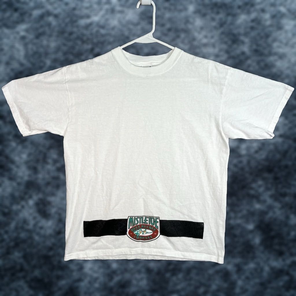 Anvil VINTAGE 1990s Anvil Mistletoe Belt Buckle Graphic T-Shirt Mens Medium White Sportswear Size US M / EU 48-50 / 2 - 1 Thumbnail