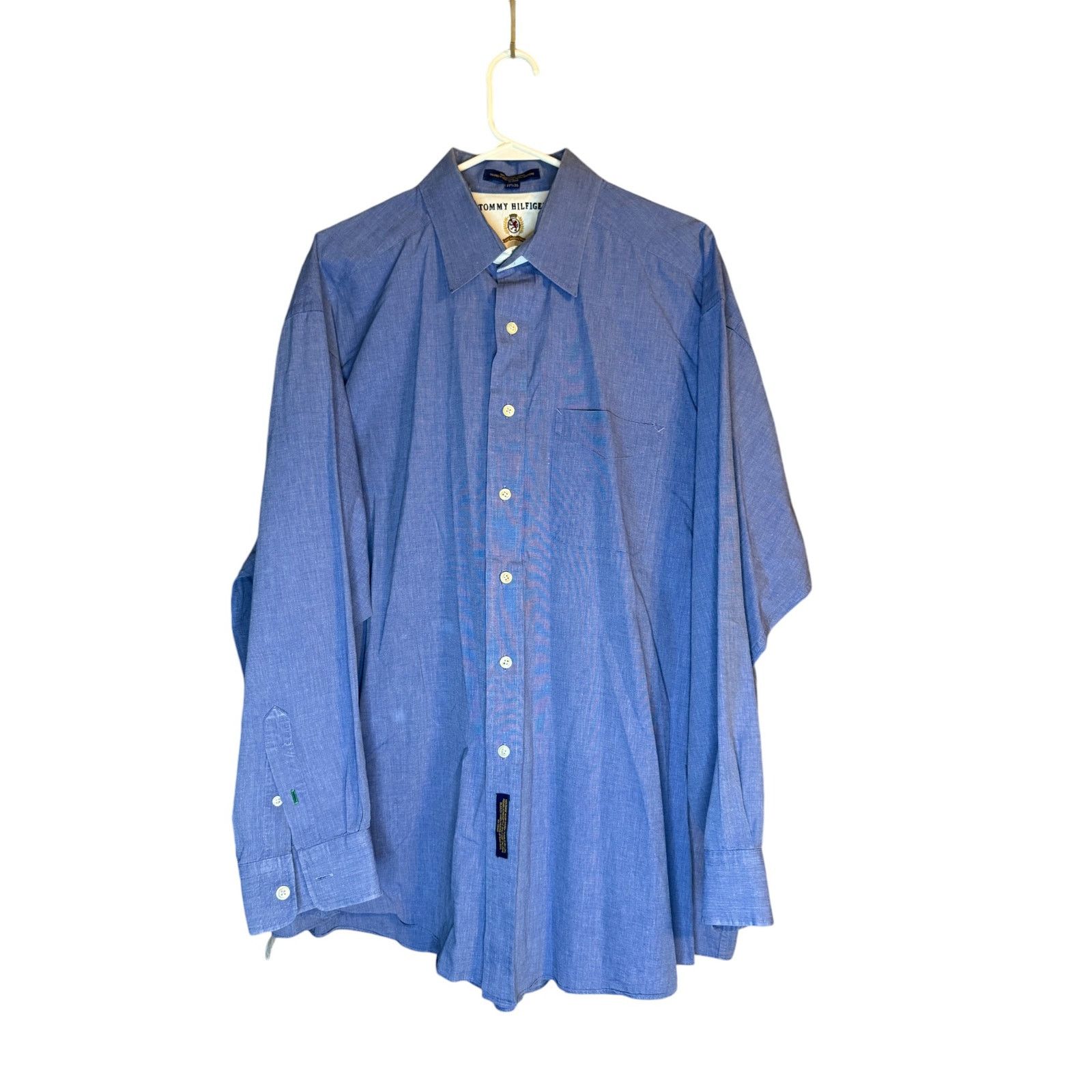 Tommy Hilfiger VINTAGE Tommy Hilfiger Men's Blue Dress Shirt Size 17.5 / 35 Size US XL / EU 56 / 4 - 1 Thumbnail