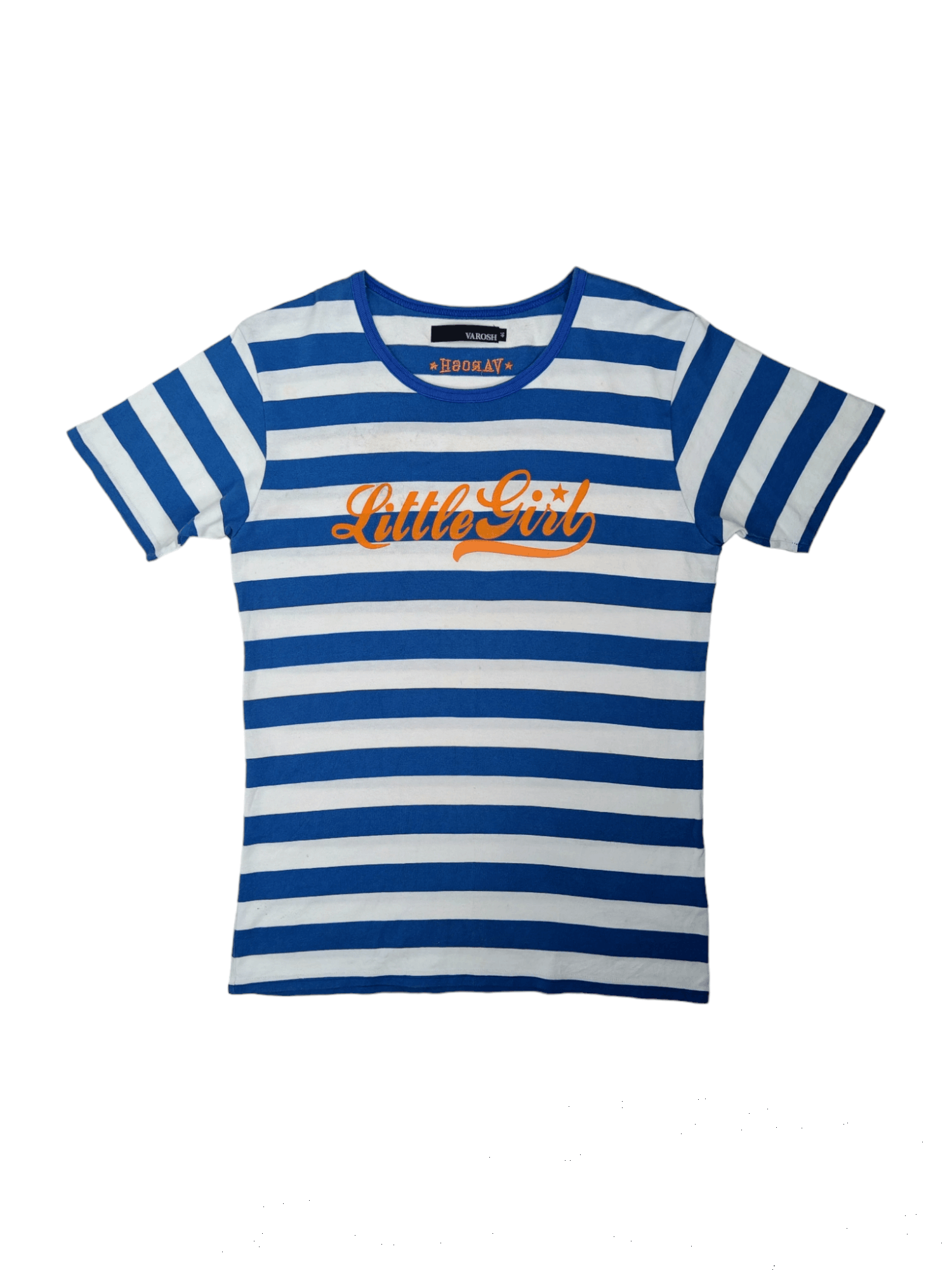Japanese Brand Varosh Little Girl Stripe Blue Short Sleeve Shirt Size M / US 6-8 / IT 42-44 - 1 Thumbnail