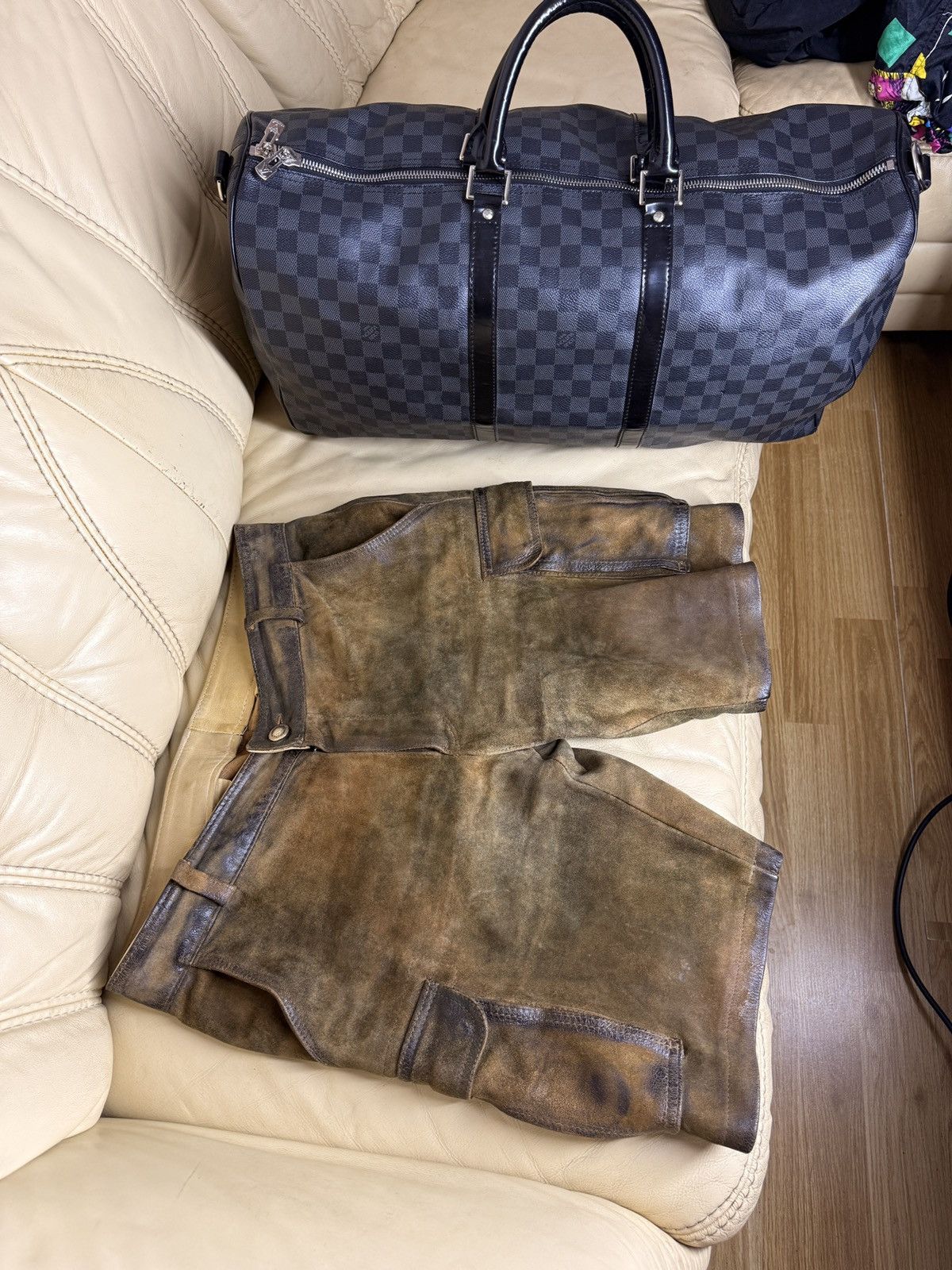 Genuine Leather Vintage Maddox Country Leather Cargo shorts Suede Size US 34 / EU 50 - 2 Thumbnail