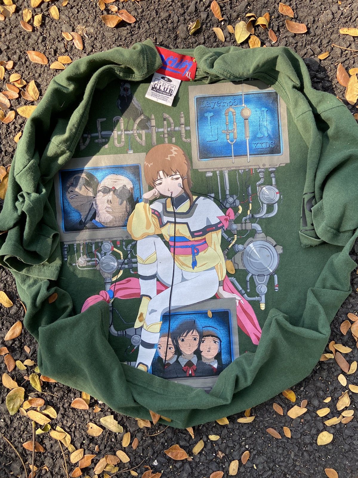 image of Anima Serial Experiments Lain Iwakura Lain Boot T-Shirt in Forest Green, Men's (Size XL)