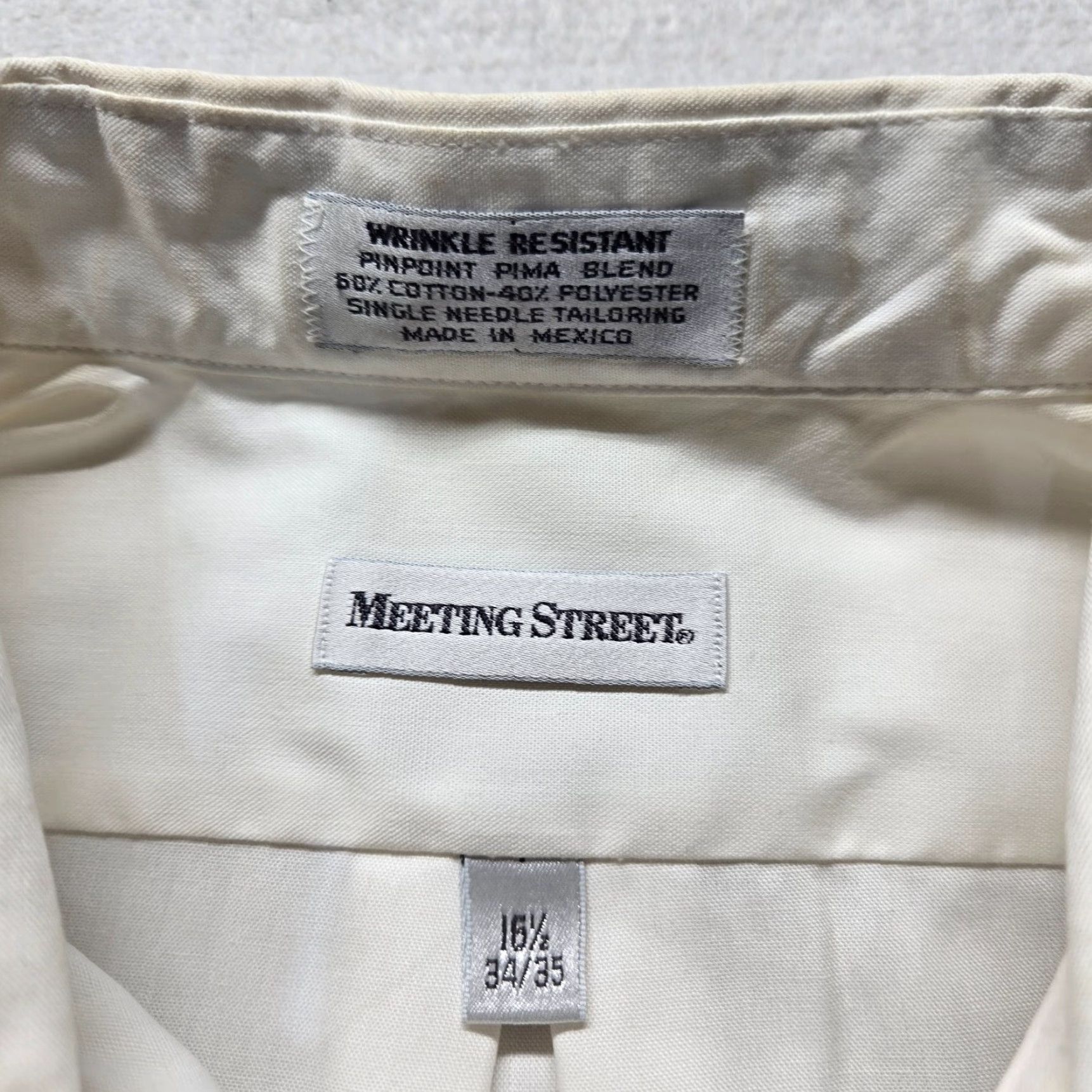 Vintage Meeting Street White Dress Shirt Men’s Adult Size 16.5 Button-Down Regular Fit Long Sleeve Classic Size 42R - 3 Thumbnail