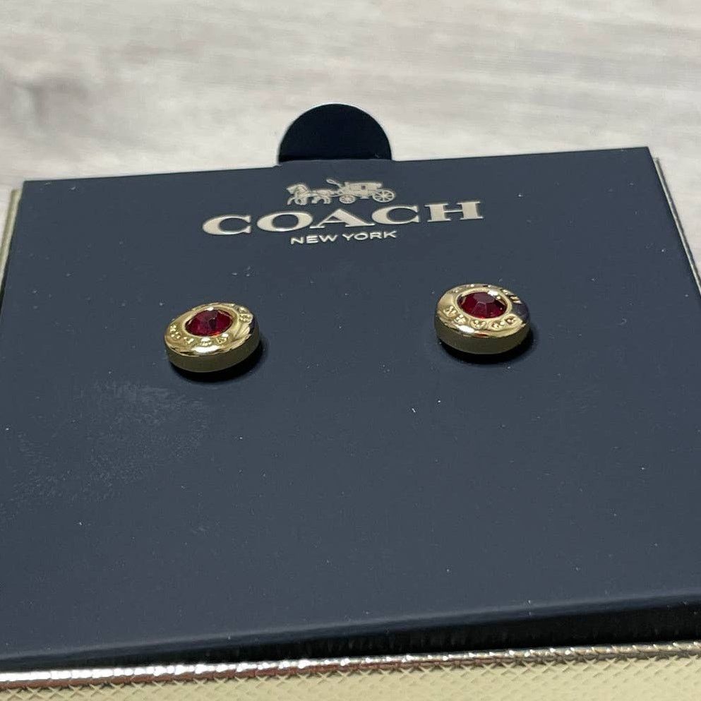 Coach Coach Open Circle Red Stone Strand Earrings Boxed Size ONE SIZE - 2 Thumbnail