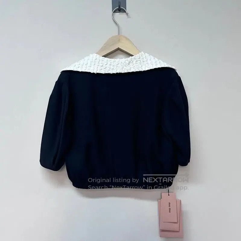 Miu Miu Miu Miu Black Chiffon Cropped T-Shirt . Size XS / US 0-2 / IT 36-38 - 2 Thumbnail