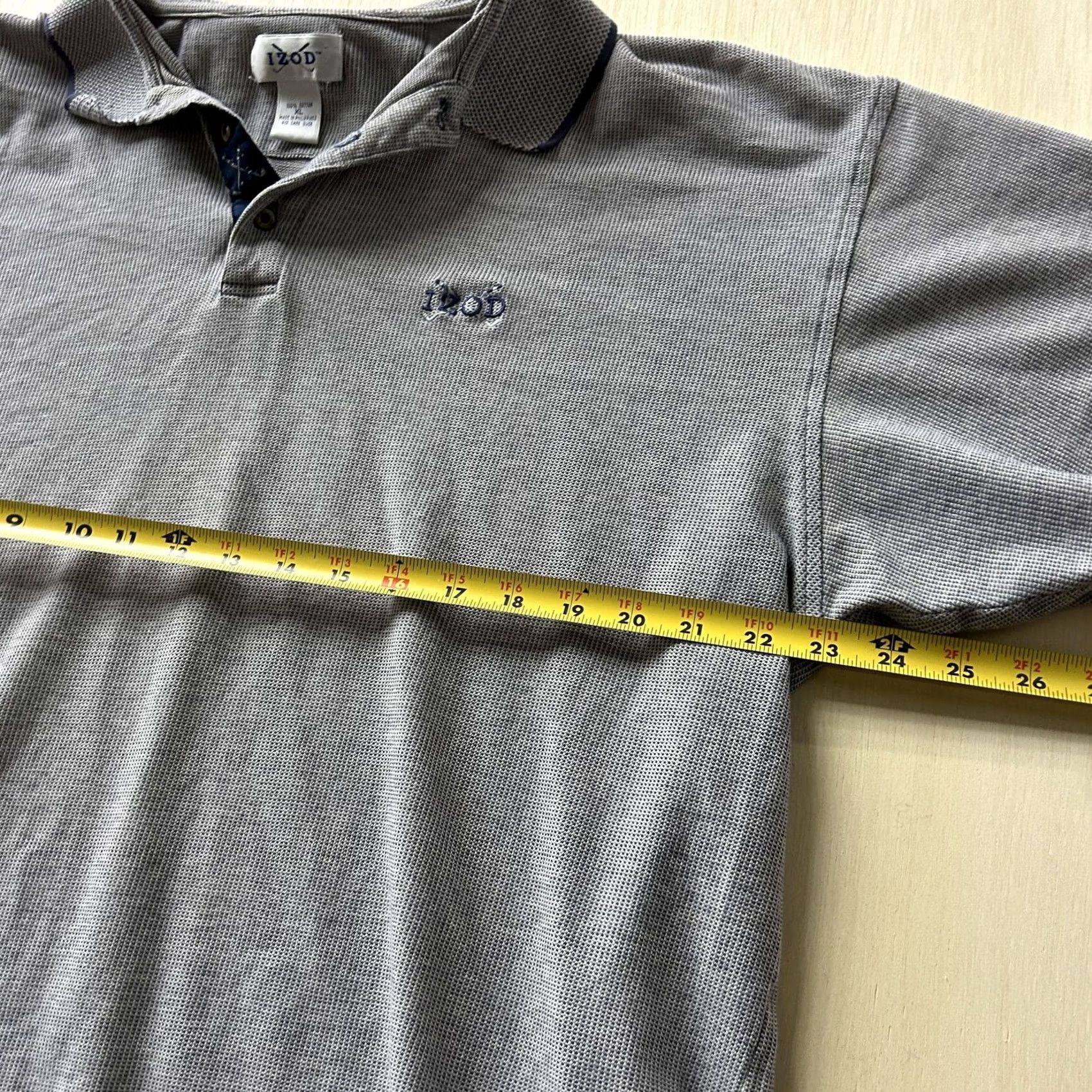 Izod Izod Polo Shirt Mens XL Gray Geometric Knit Short Sleeve Cotton Casual Top Size US XL / EU 56 / 4 - 5 Thumbnail