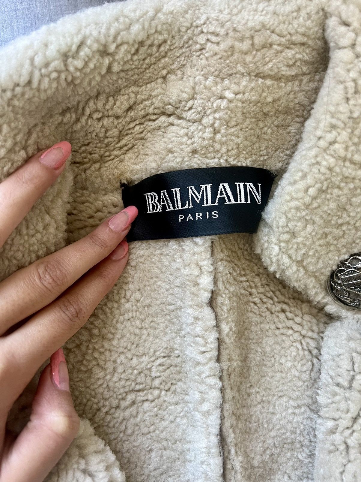 Balmain Balmain Brown Aged Suede & Ivory Sheepskin Coat (Size 38) Size S / US 4 / IT 40 - 5 Thumbnail