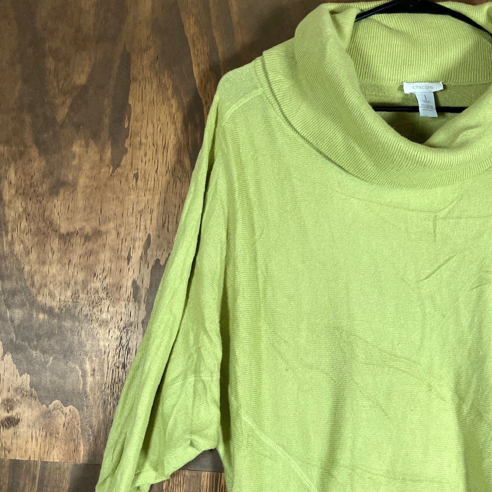 Vintage Chicos Womens Sweater Green Cowl Neck Dolman Sleeve Rabbit Hair Blend 1 (M) Size M / US 6-8 / IT 42-44 - 4 Thumbnail