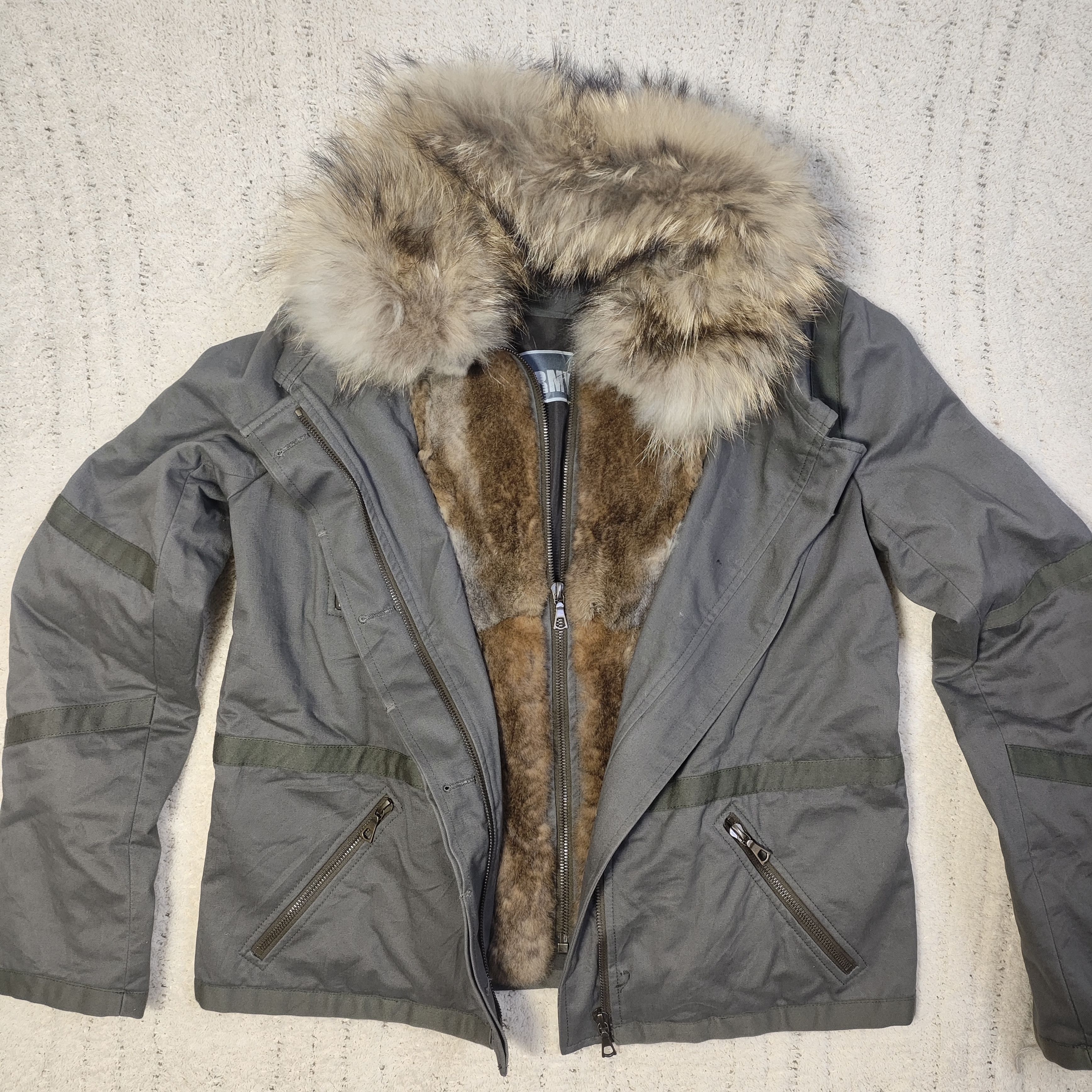 Yves Salomon ARMY Yves Salomon Cement Grey Khaki Fur Zip Up Jacket Size XS / US 0-2 / IT 36-38 - 9 Thumbnail