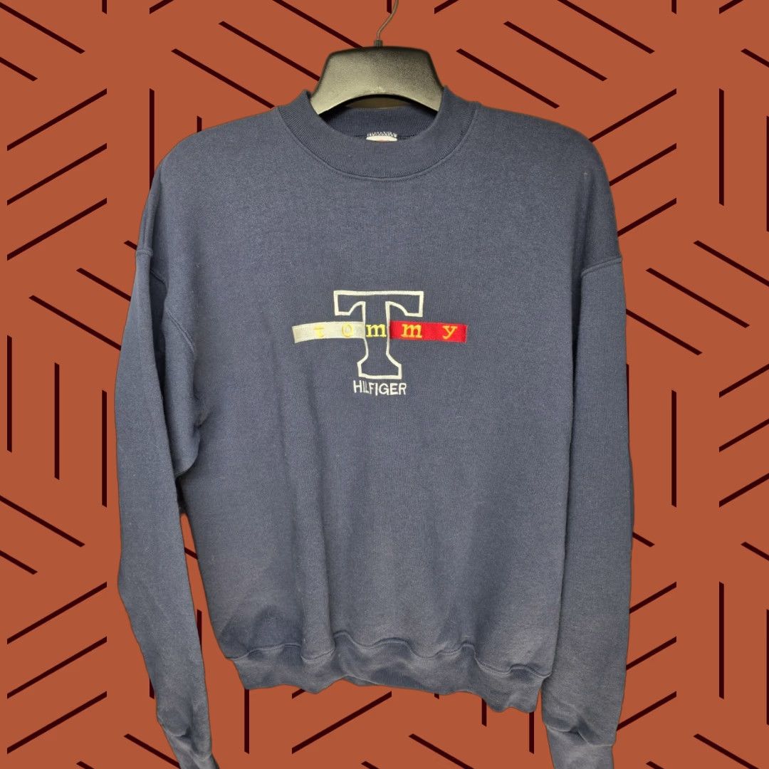 VINTAGE Tommy Hilfiger Mens Sweatshirt 90s Graphic Embroidered