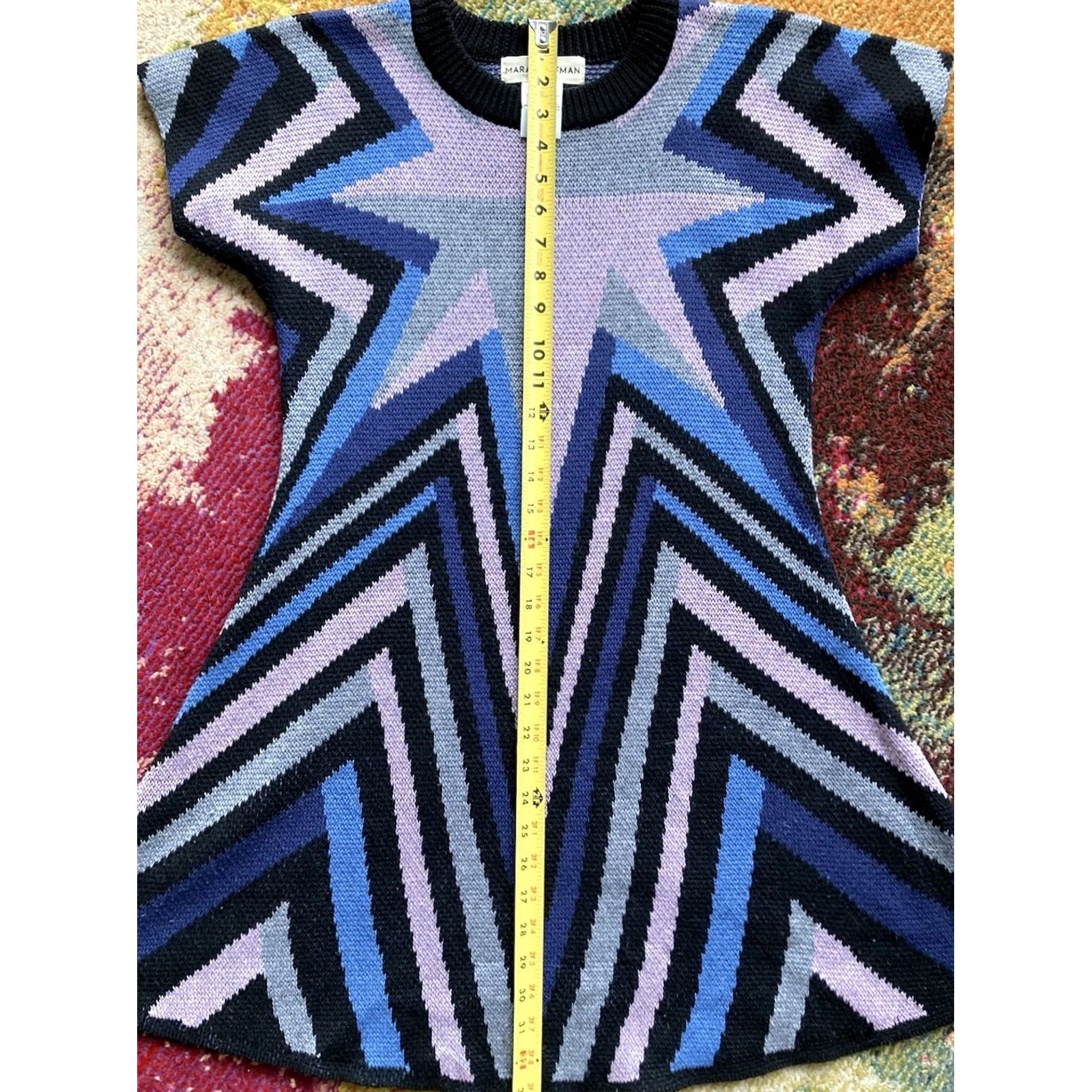Mara Hoffman Mara Hoffman Sweater Dress Womens Size S Wool Blend Geometric Blue Short Sleeve Pullover Knit Dress Classic Fall Winter Mens? Size S / US 4 / IT 40 - 5 Thumbnail