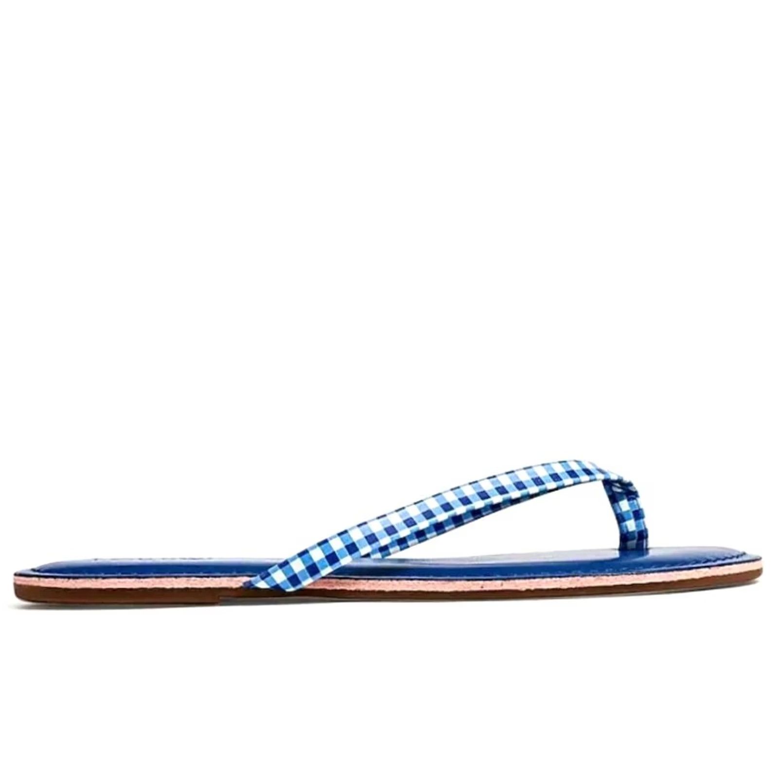 J.Crew J.CREW Women's Sandals Flip Flop Gingham Blue White Size 8 Size US 8 / IT 38 - 3 Thumbnail
