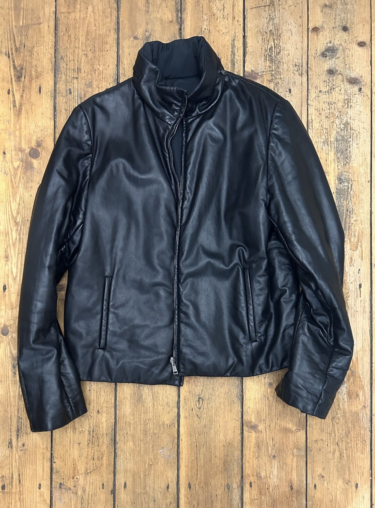 image of Gucci By Tom Ford Reversible Leather Bomber Jacket in Black, Men's (Size Medium)