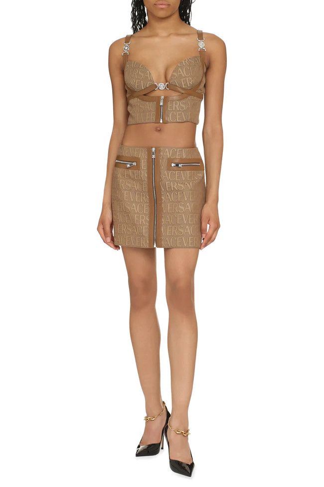 Versace o1y0226 Logo Crop Top in Camel Size S / US 4 / IT 40 - 3 Thumbnail