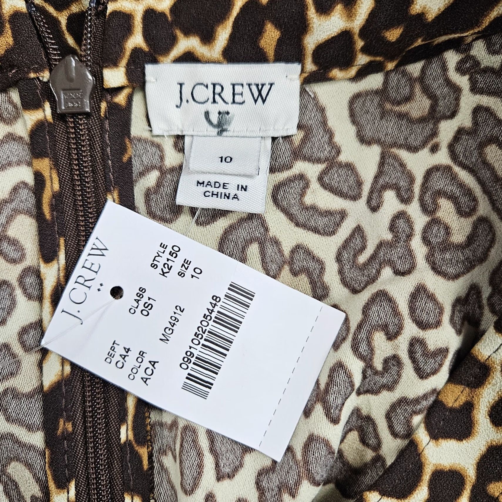 J.Crew J Crew Womens Crepe Shift Dress In Cat Print Sz 10 Brown Long Sleeve Size L / US 10 / IT 46 - 6 Thumbnail