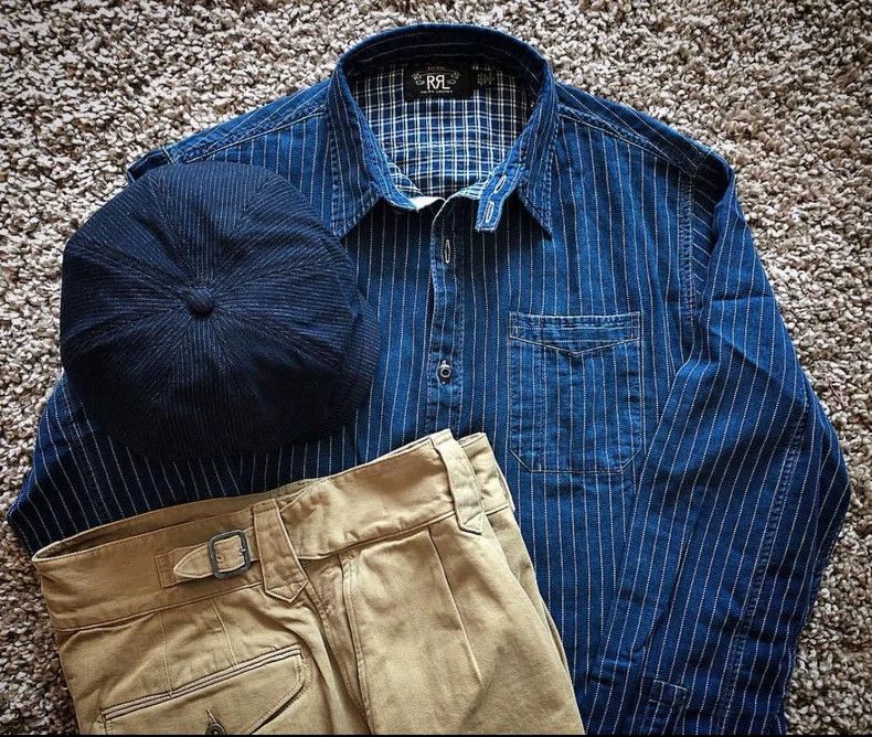 RRL Ralph Lauren RRL Ralph Lauren Railway Blue Wabash Shirt Size US S / EU 44-46 / 1 - 5 Thumbnail
