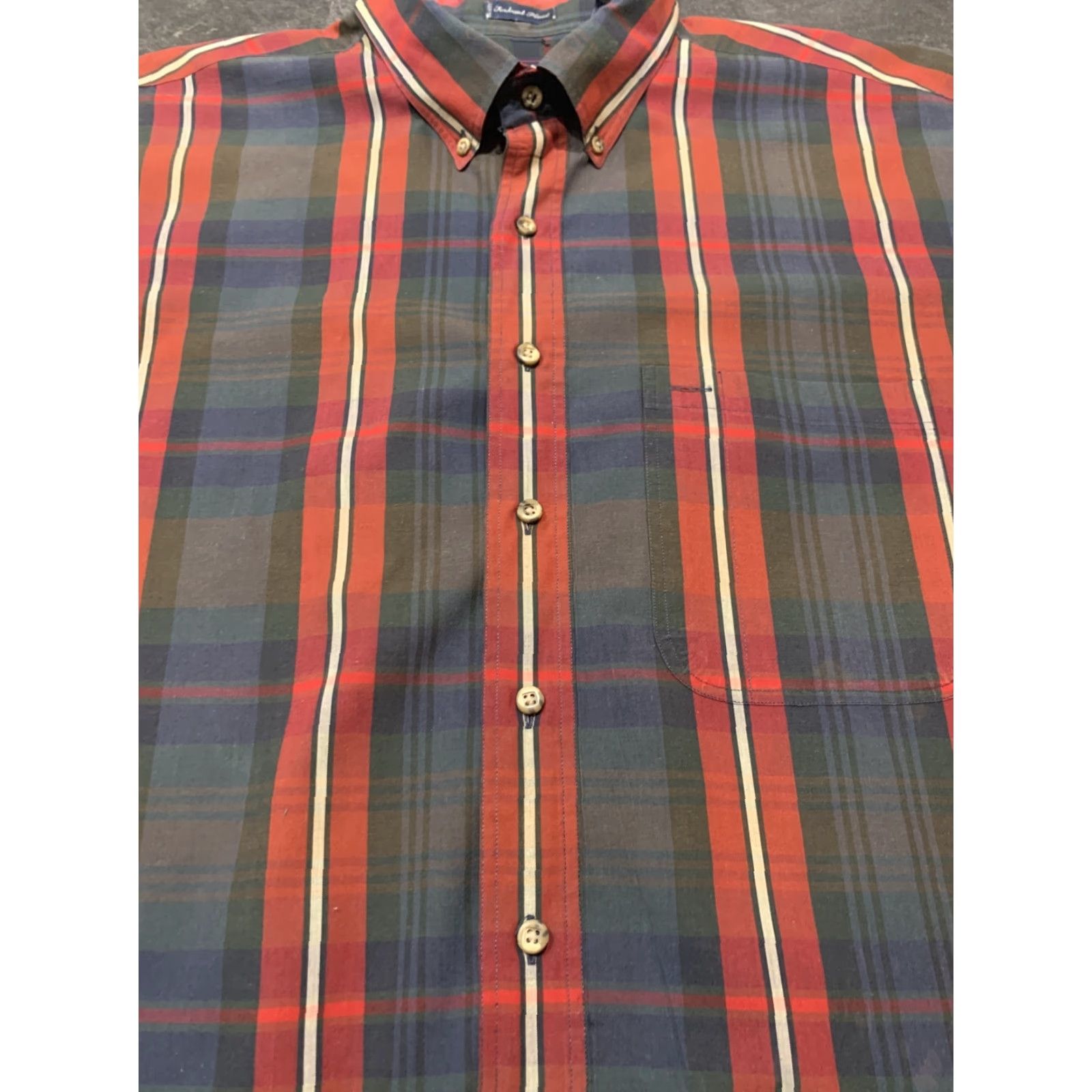 Gant VINTAGE GANT Mens Shirt 3XB Big Foxhunt Plaid Blue Red Casual Button Up S/S Size US XXL / EU 58 / 5 - 2 Thumbnail