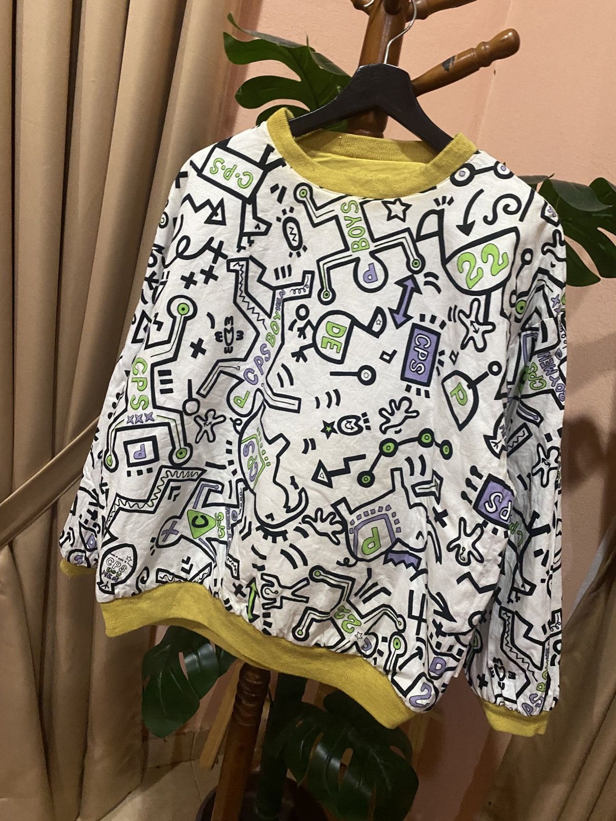 Other Vintage Yellow & Graphic Reversible Sweatshirt Streetwear Size US M / EU 48-50 / 2 - 2 Thumbnail
