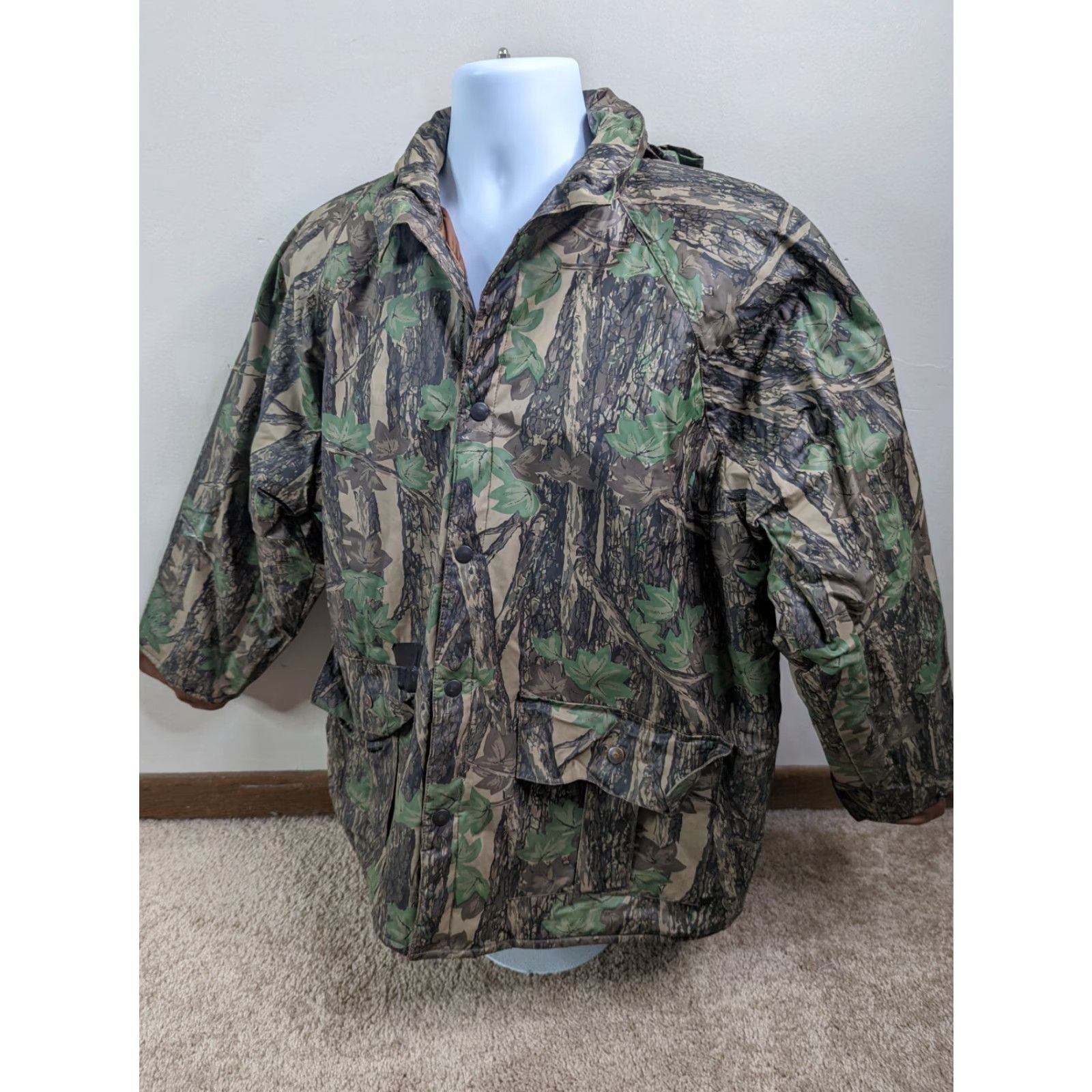 Rains VINTAGE Duck Bay CAMO Hunting Rain Coat Jacket Waterproof w/ Hood XL Mens Waterproof, Camouflage, PVC Rain Coat, Hunting Jacket Size US XL / EU 56 / 4 - 4 Thumbnail