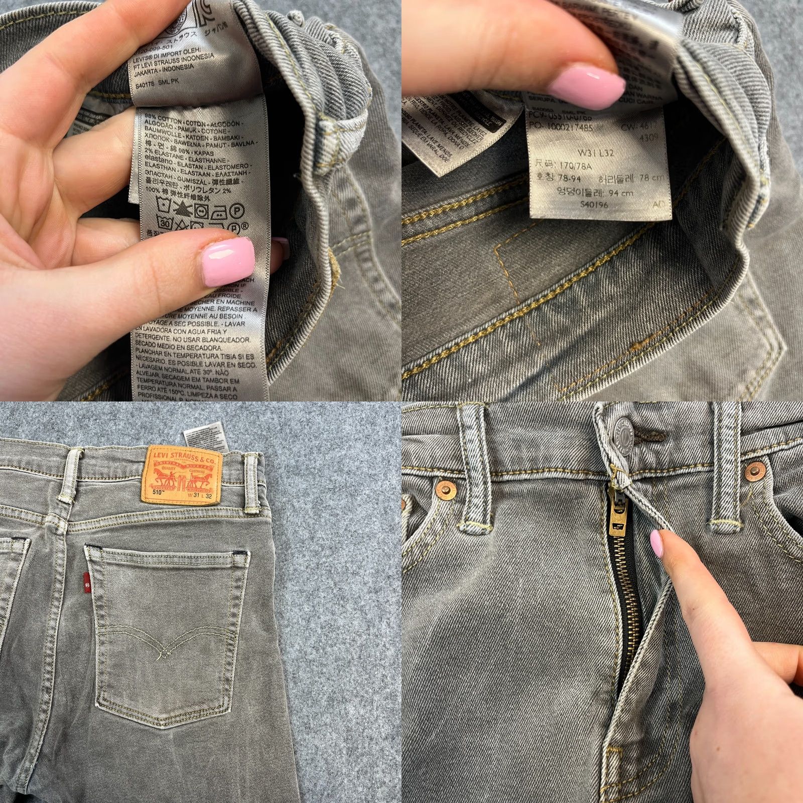 Levi's Levi's 510 Jeans Slim Skinny 31 Regular Denim Grey Medium Wash Zip Fly Mens Slim Fit Size US 31 - 8 Thumbnail