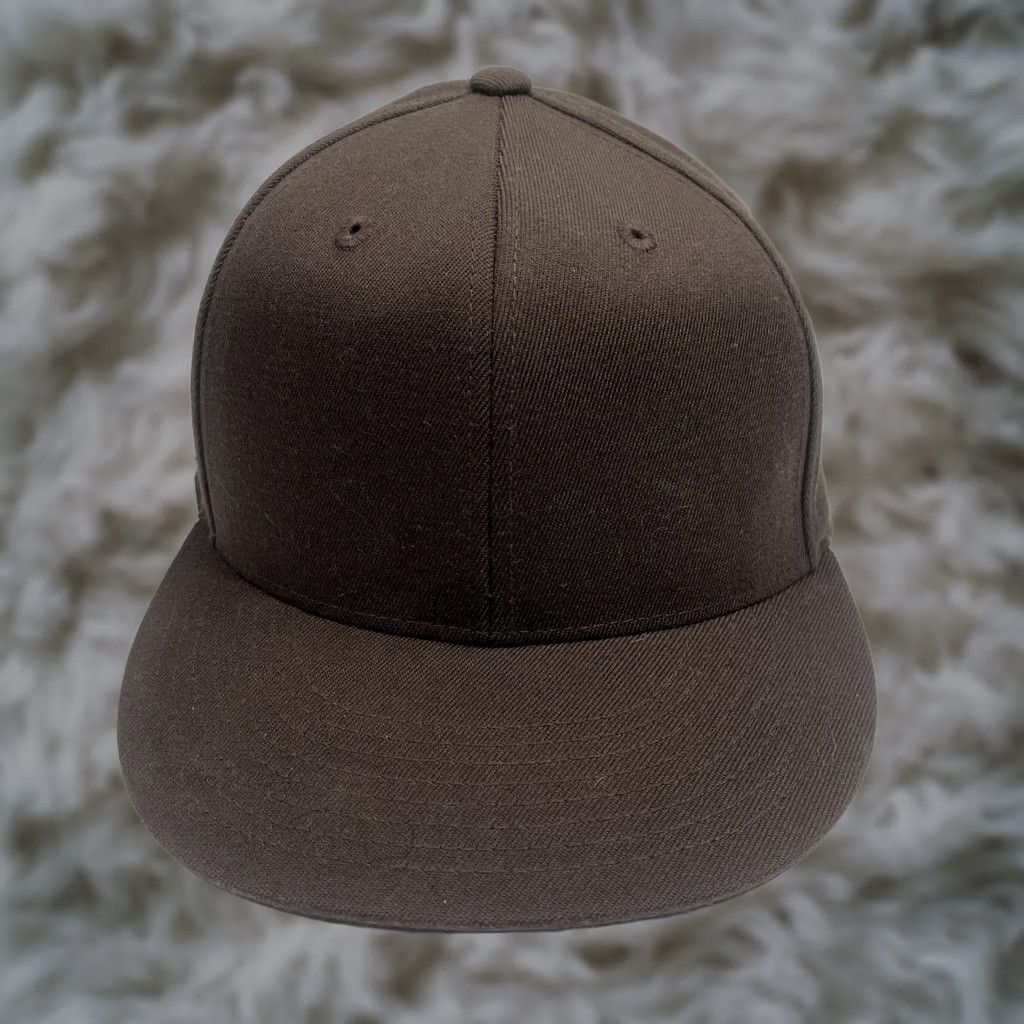 Vintage 210 Hat Adult 6 7/8-7 1/4 Brown Blank Stretch Fitted Baseball Cap Wool Blend Size ONE SIZE - 1 Thumbnail