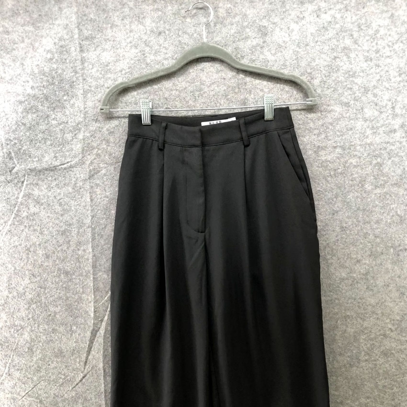 Vintage NA-KD High Waisted Wide Leg Dress Pants Womens 2 (32) Black Pleated Front Flowy Pants Size 26" / US 2 / IT 38 - 3 Thumbnail
