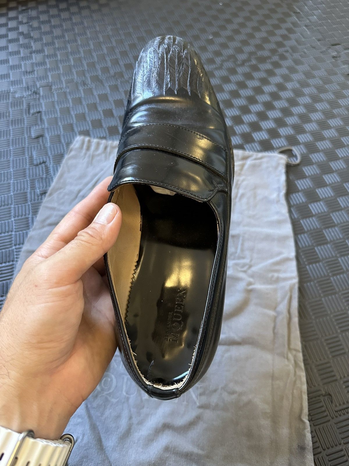 Alexander McQueen Black feather etched Alexander McQueen loafers Size US 9 / EU 42 - 12 Thumbnail