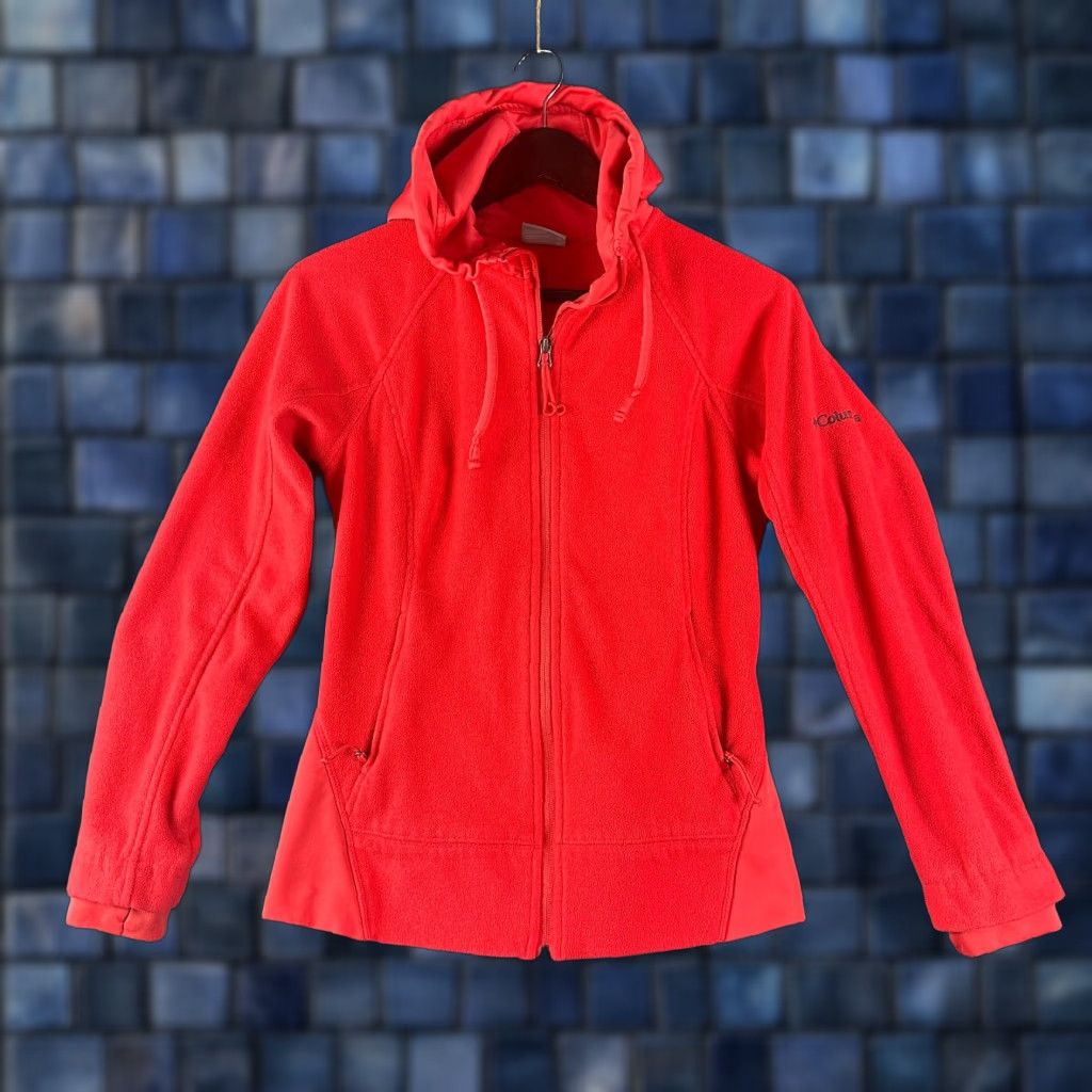 Logo 7 Columbia Jacket Womens XS Red Fleece Hooded Full Zip Pockets Logo Jacket Size XS / US 0-2 / IT 36-38 - 1 Thumbnail