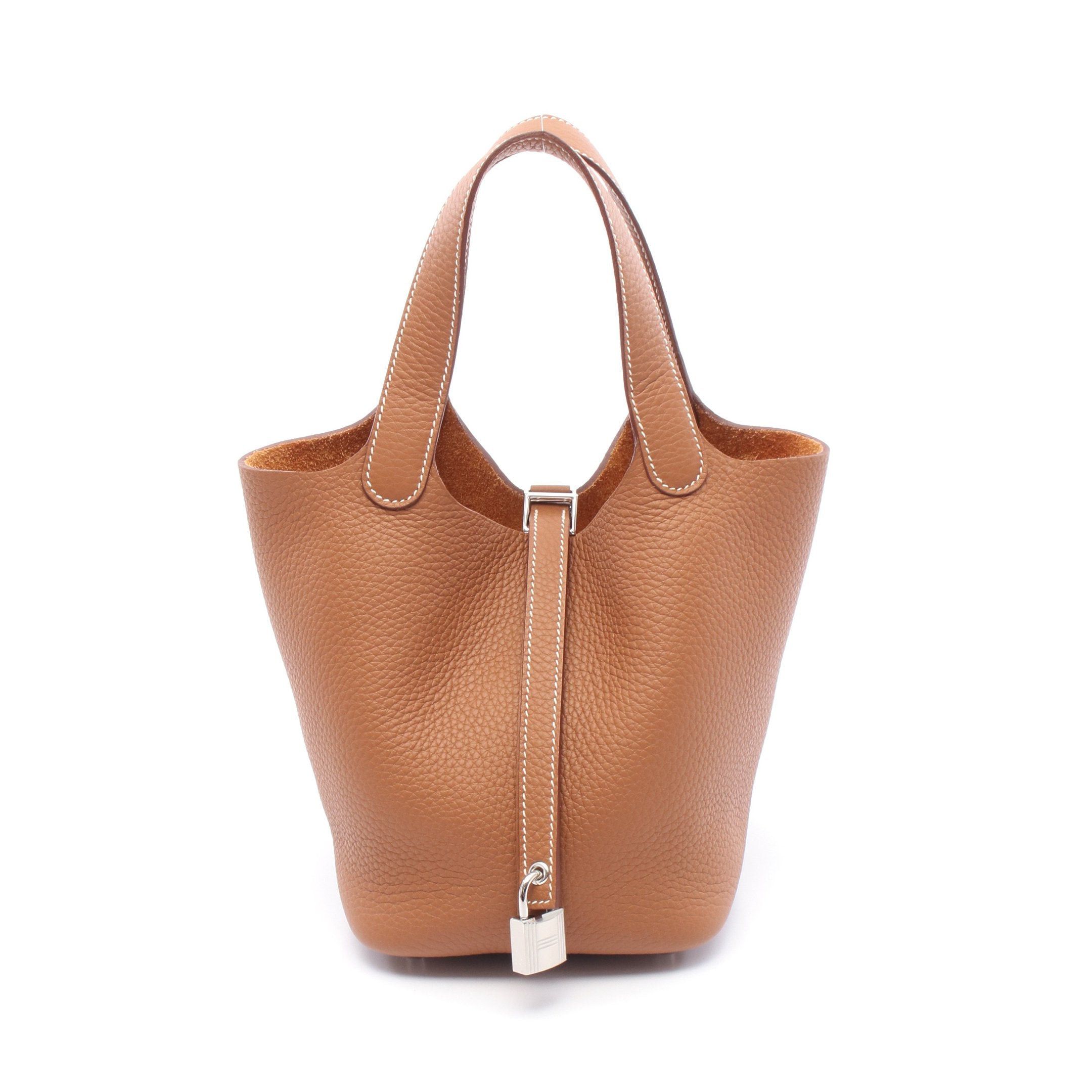 Hermes Hermes Picotan Lock Pm Gold Handbag Clemence Leather Brown Silver Hardware K Stamp Size ONE SIZE - 1 Thumbnail