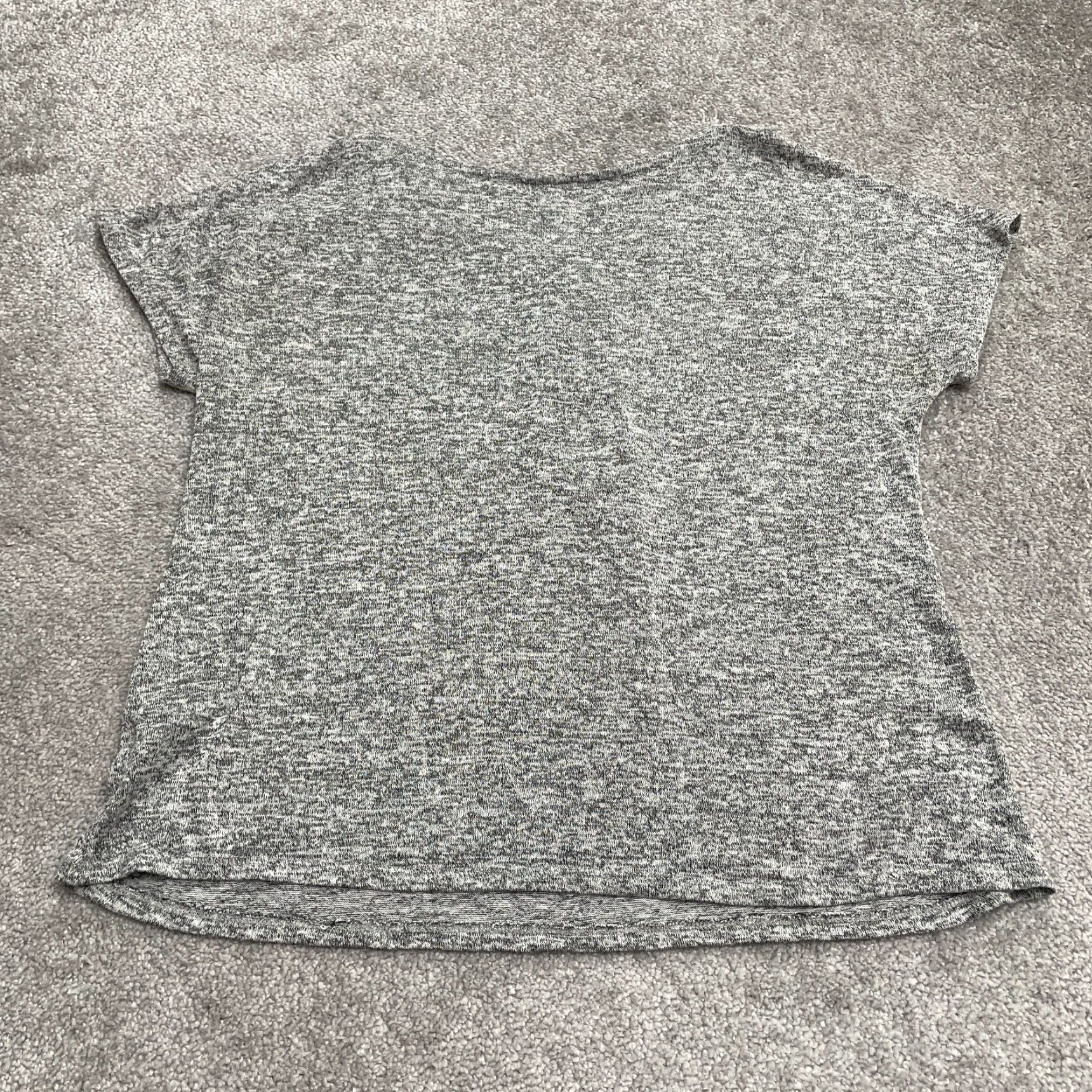 Vintage Lavish 1/2 Zip Top Womens Large Gray V-Neck Short Sleeve Casual Stretch Blouse Size L / US 10 / IT 46 - 2 Thumbnail