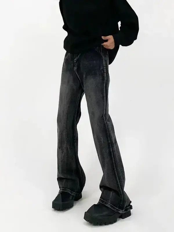 Japanese Brand Fukiishi x Aoi Vintage Washed Black Micro Flare Jeans Size US 32 / EU 48 - 8 Thumbnail