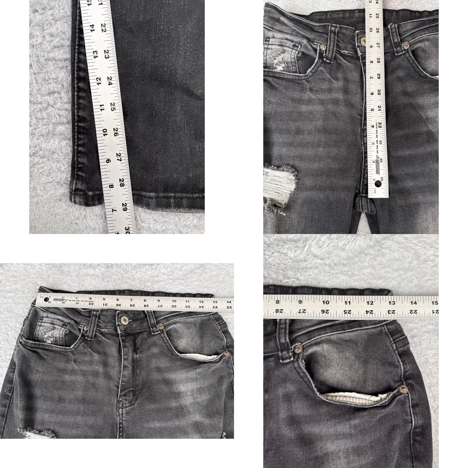 Vintage Women Jeans 26 Black Denim Flared Distressed Mid Rise Cotton Blend 26x29 Size 26" / US 2 / IT 38 - 8 Thumbnail