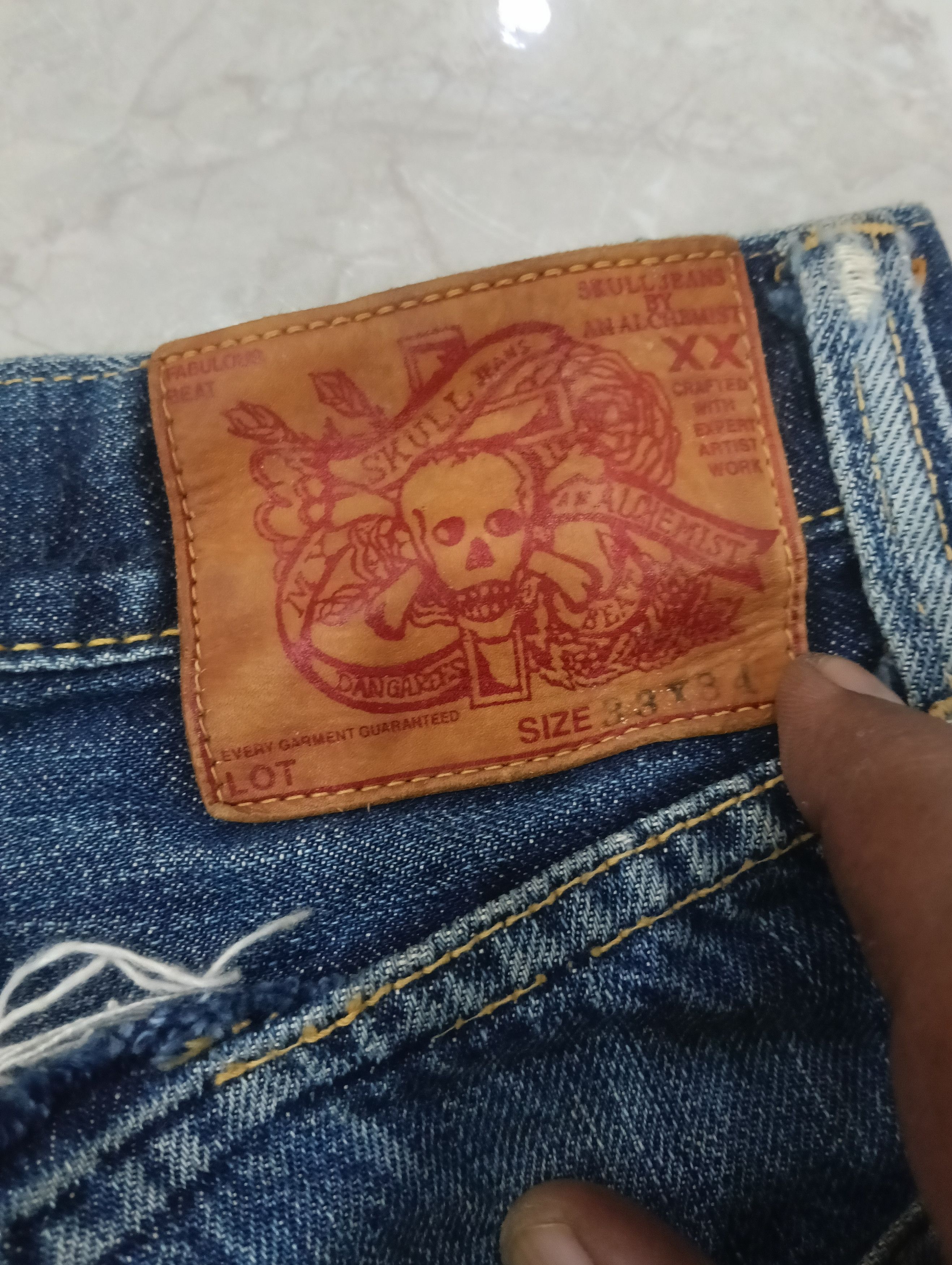 Skull Jeans by an Alchemist Sick Skull Jeans Selvedge Size US 31 - 7 Thumbnail