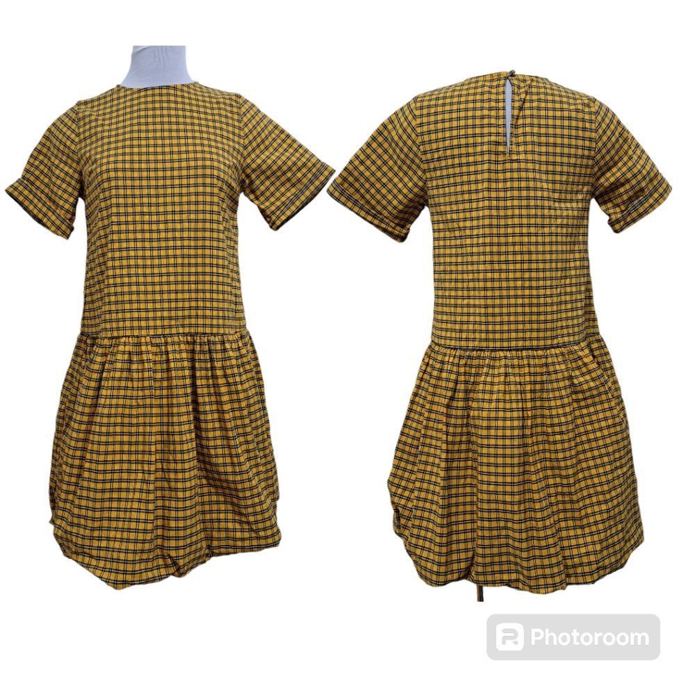 Levi's Levi's Aberdeen Tafetta Plaid Dress Buble Hem Oversized XS Mustard Size XS / US 0-2 / IT 36-38 - 3 Thumbnail