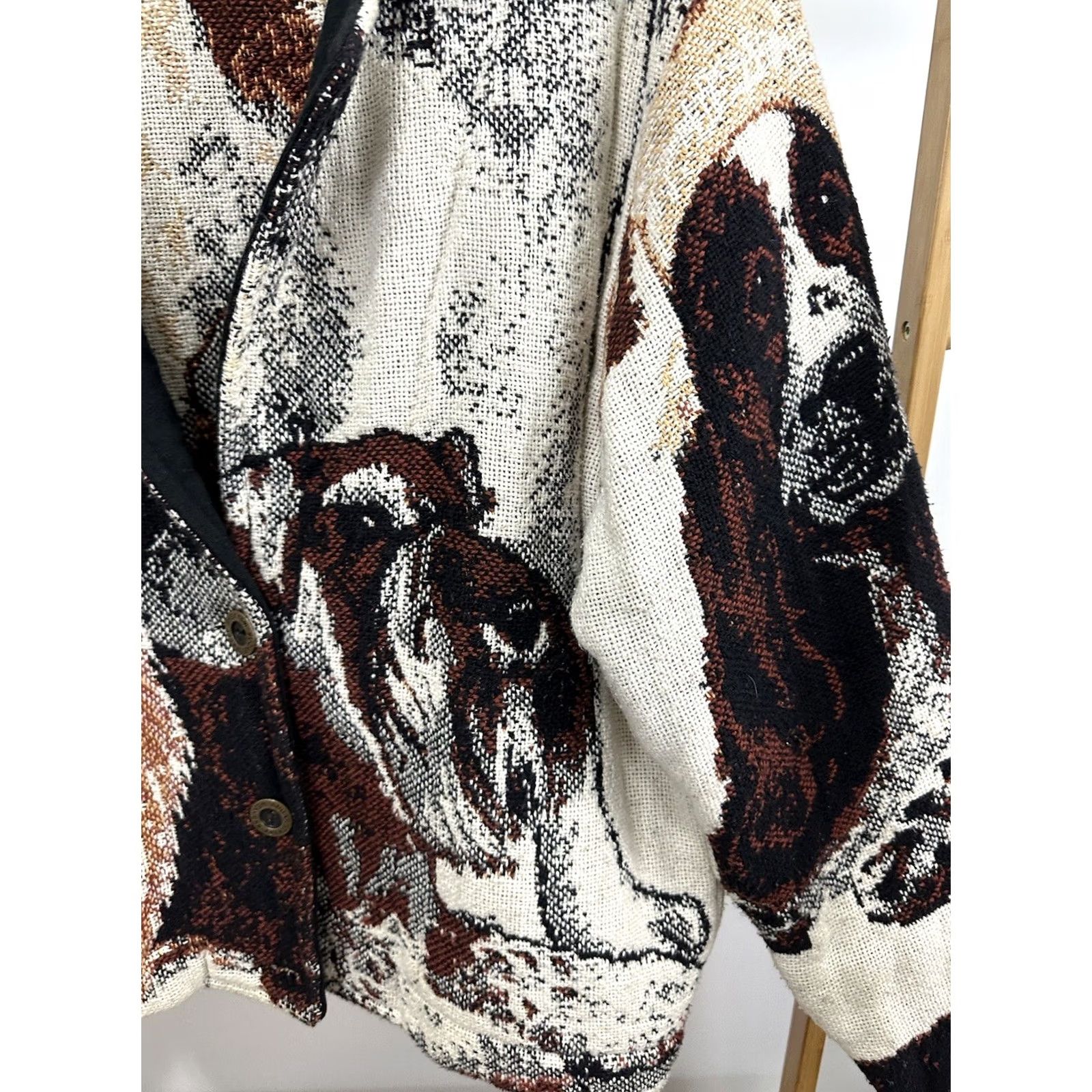 Sugar VTG Sugar Street Weavers Cardigan Sweater Womens One Size Multicolor Dog Beagle Lab Husky AOP All Over Knit Knitwear Size ONE SIZE - 6 Thumbnail