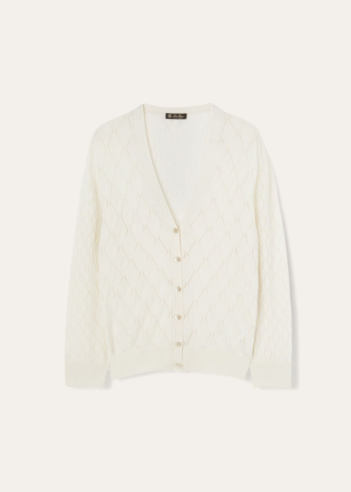 Loro Piana o1srvl11e0824 Piura Cashmere Cardigan in Off White Size L / US 10 / IT 46 - 1 Thumbnail