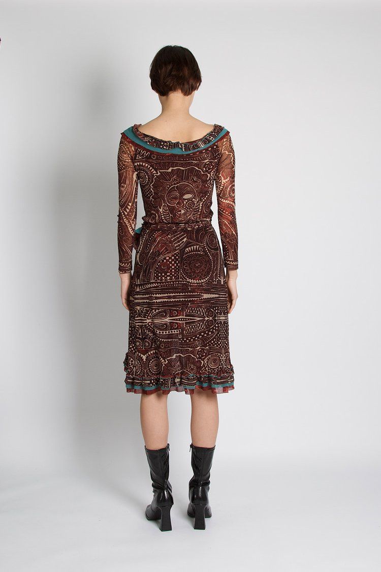 Jean Paul Gaultier o1tko10125 Classique Trival Mesh Rufffle Cardigan Dress Size L / US 10 / IT 46 - 4 Thumbnail