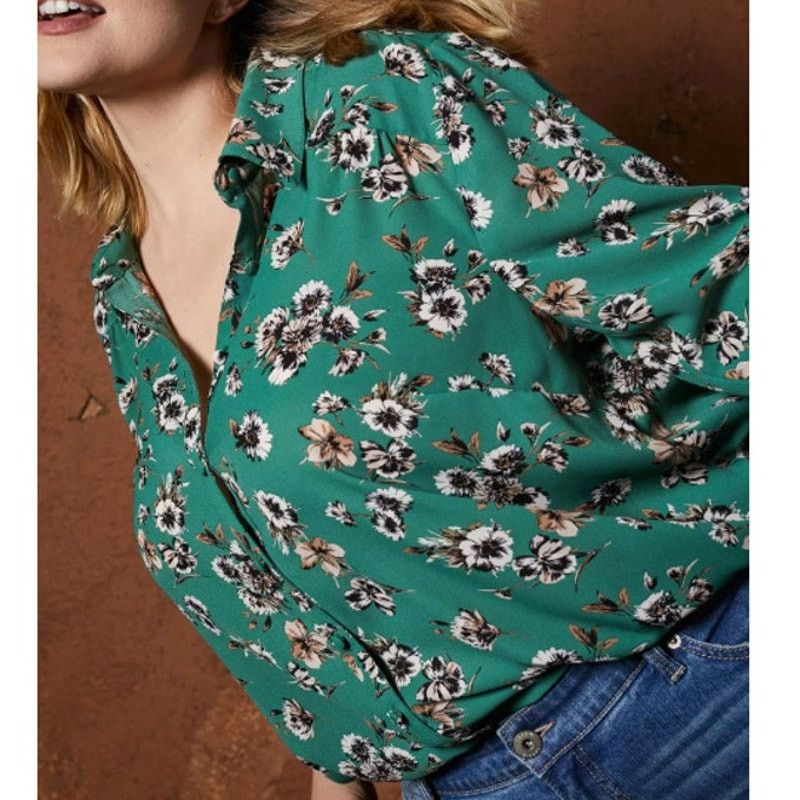 Corridor Torrid Madison Georgette Green Floral Blouse Plus Size 3X Size 3XL / US 20-22 - 7 Thumbnail